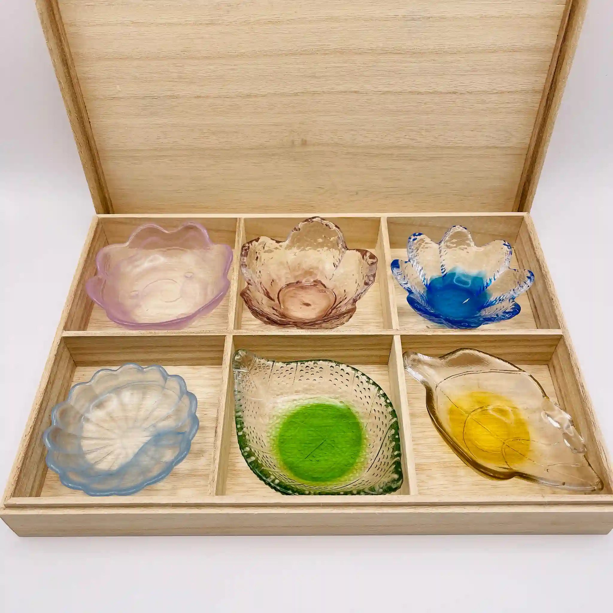 [二手] ORIBE 玻璃 Fukiyose 小碗 (6個) 木盒裝 橄欖色 / 未使用