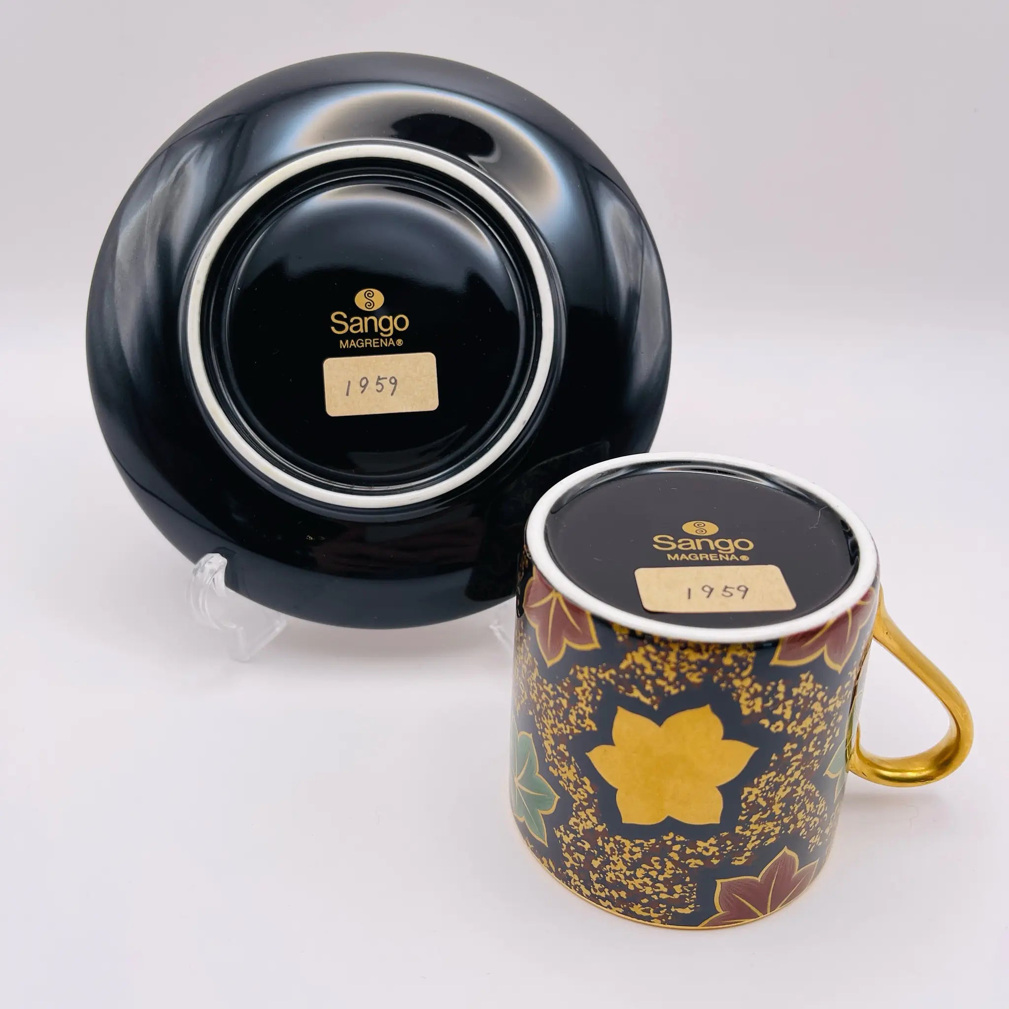 【リユース】 ティーカップセット / Sango MAGRENA / 紫苑 / 未使用,箱あり