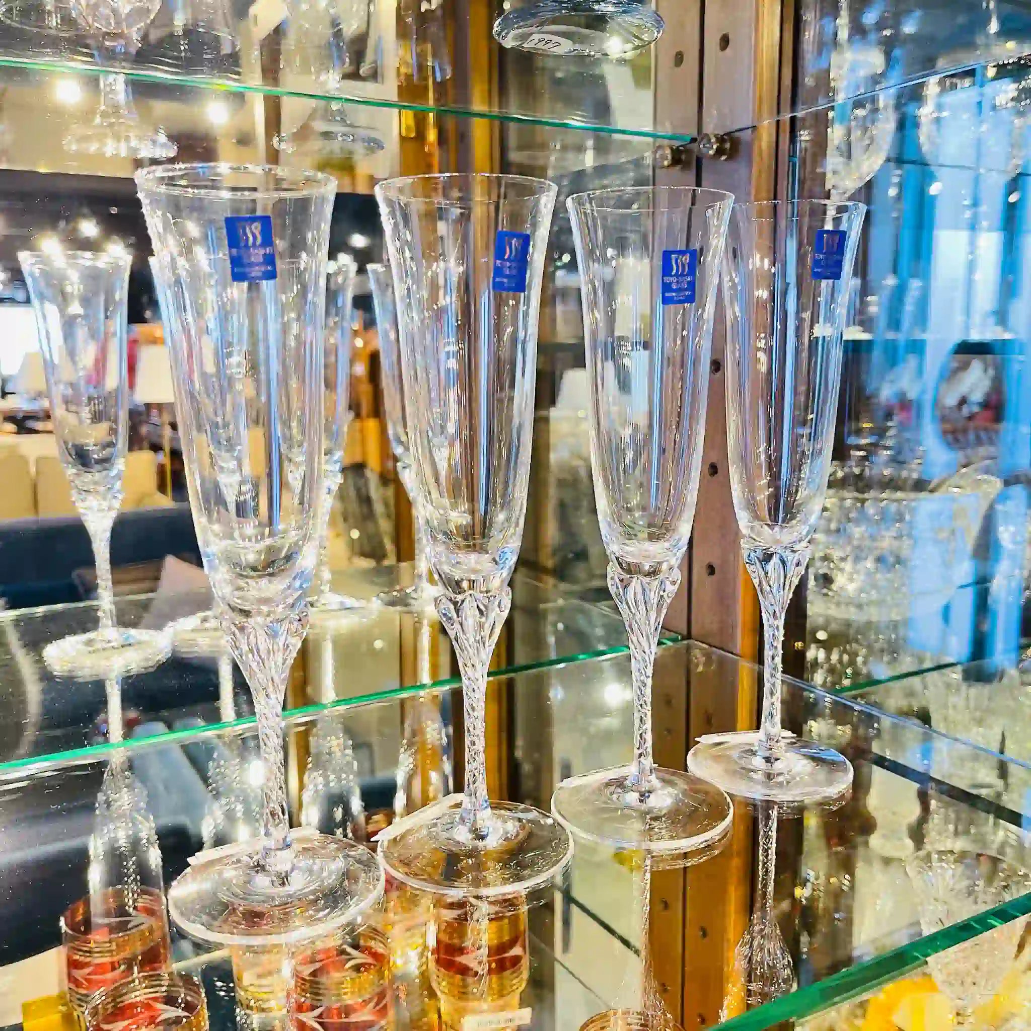 [Reused] Toyo Sasaki Glass Champagne Glass Set of 4, Unused 