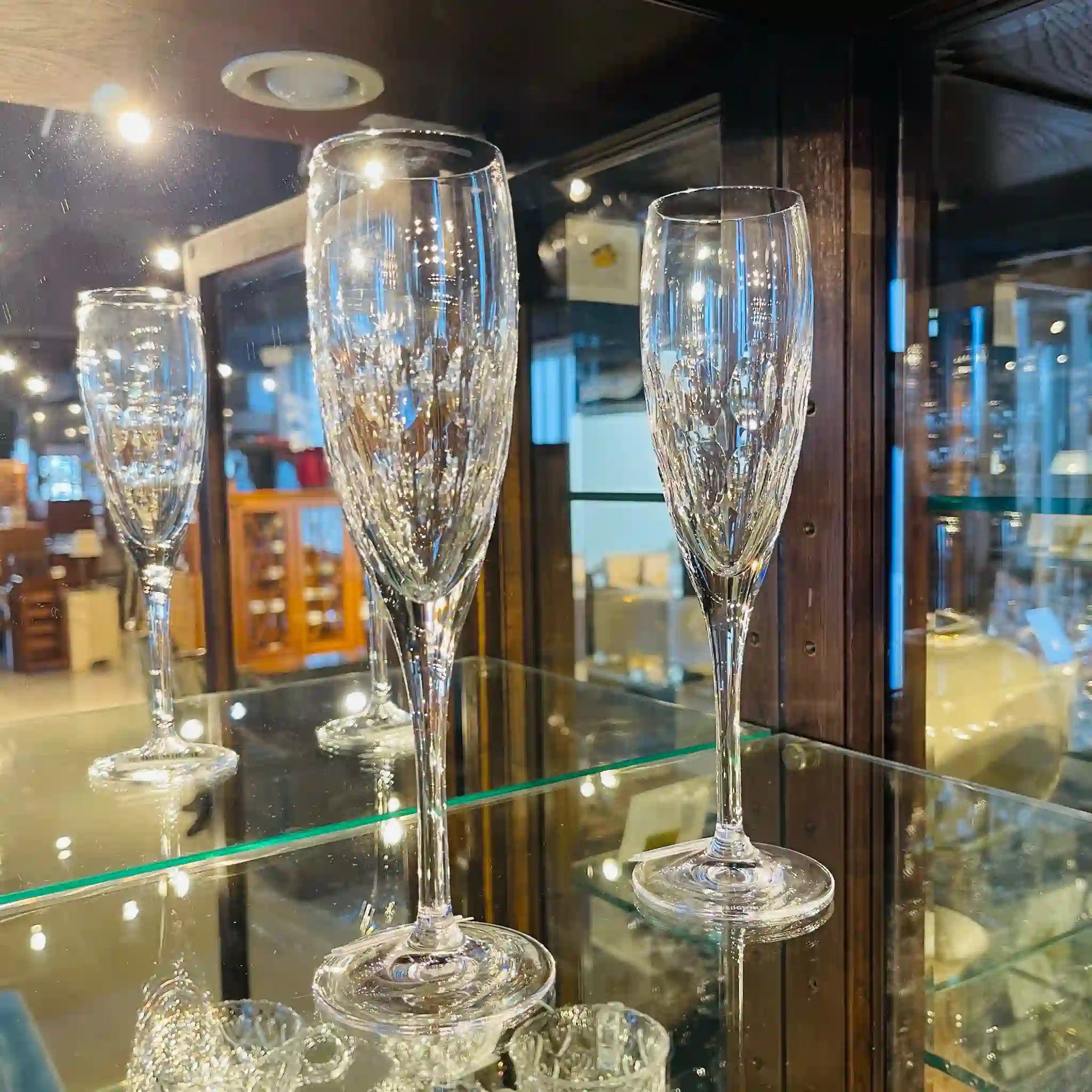 【リユース】 ペアシャンパングラス / WEDGWOOD (ウエッジウッド) / クリスタルガラス / 箱付き