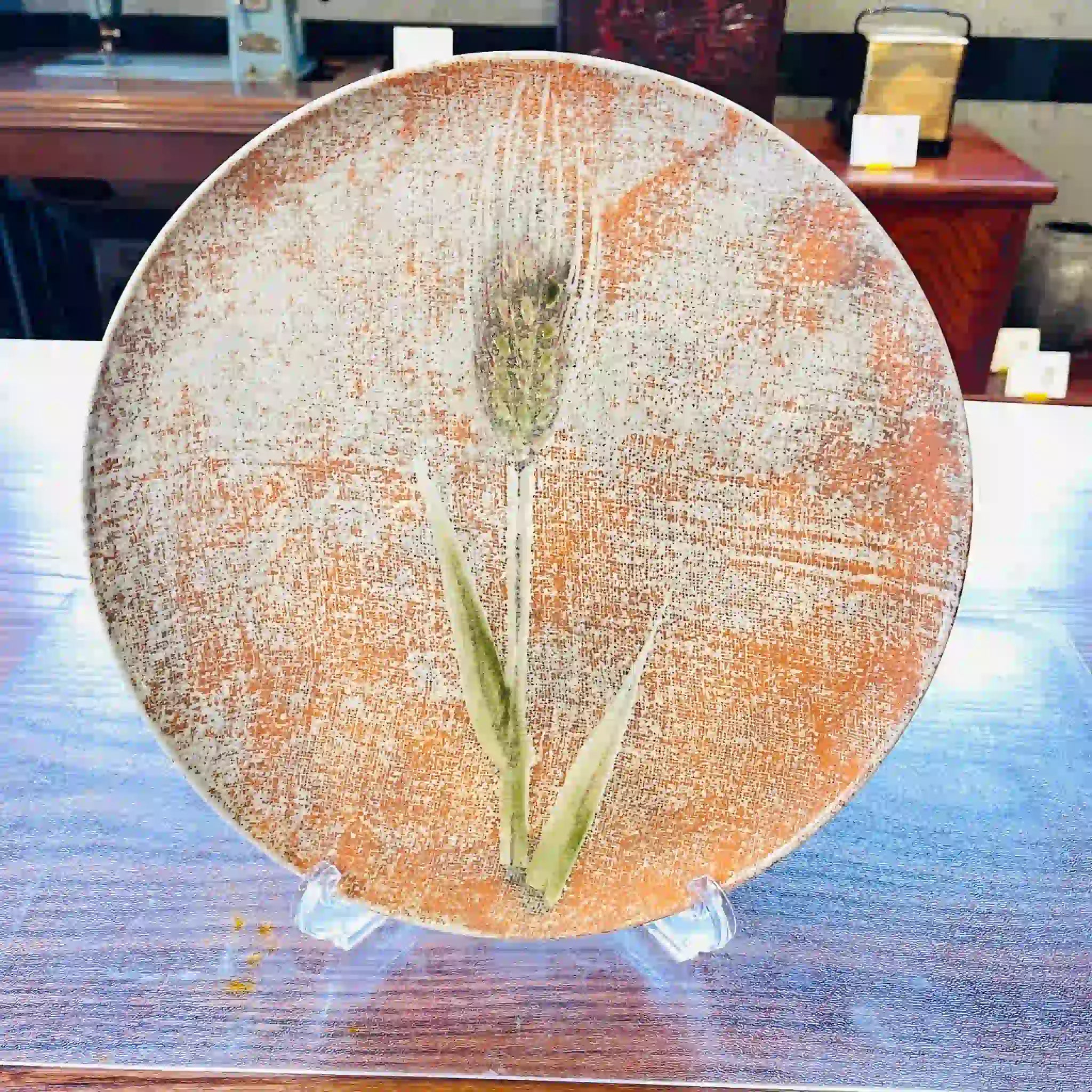 【骨董品】 丸皿 / 鈴木青々 / 瀬戸焼 / 布目麦文皿