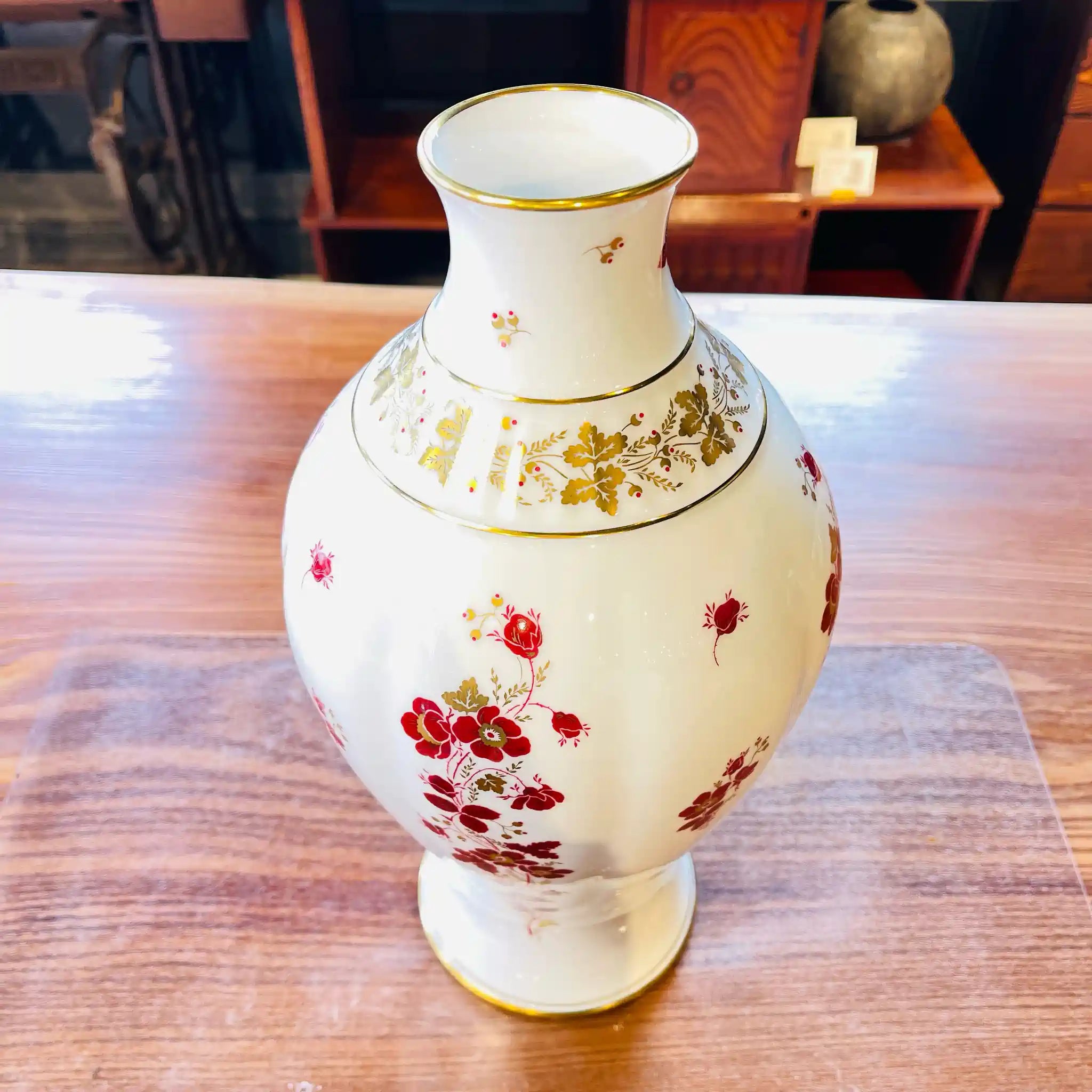 【リユース】 金触赤絵花瓶 / 大倉陶園 / 箱あり 未使用 / 箱付き