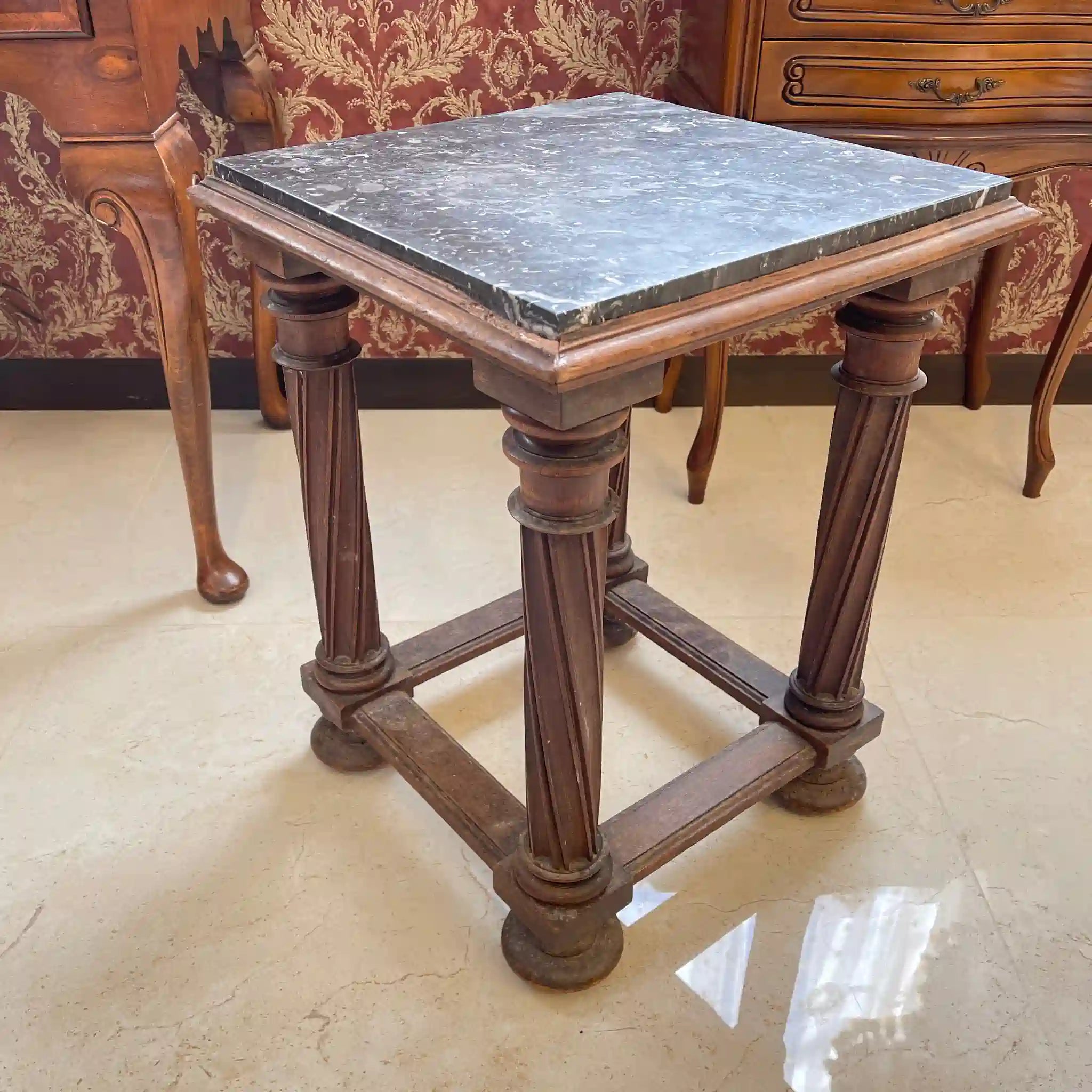 Antique side table / Walnut / Directly imported from France