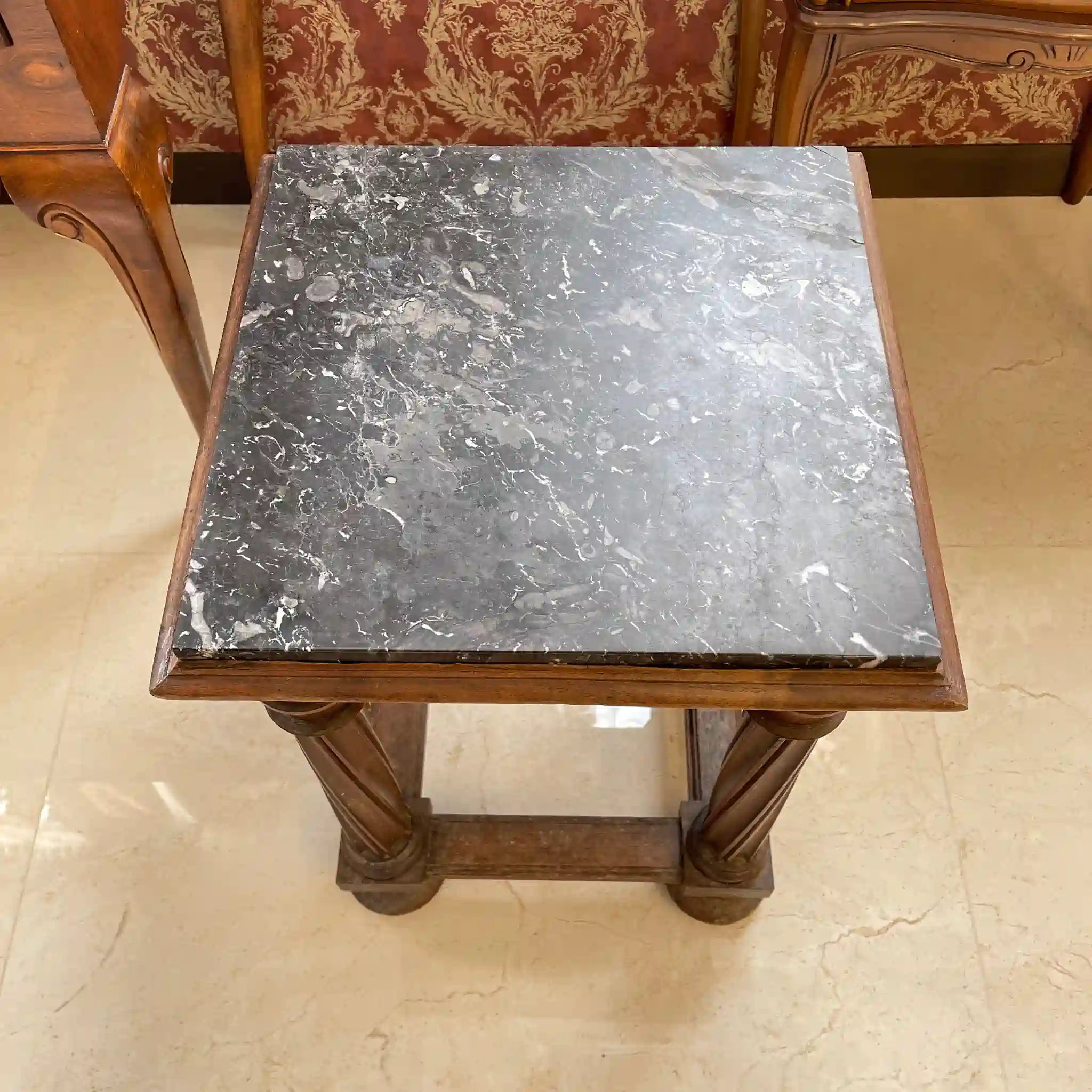 Antique side table / Walnut / Directly imported from France