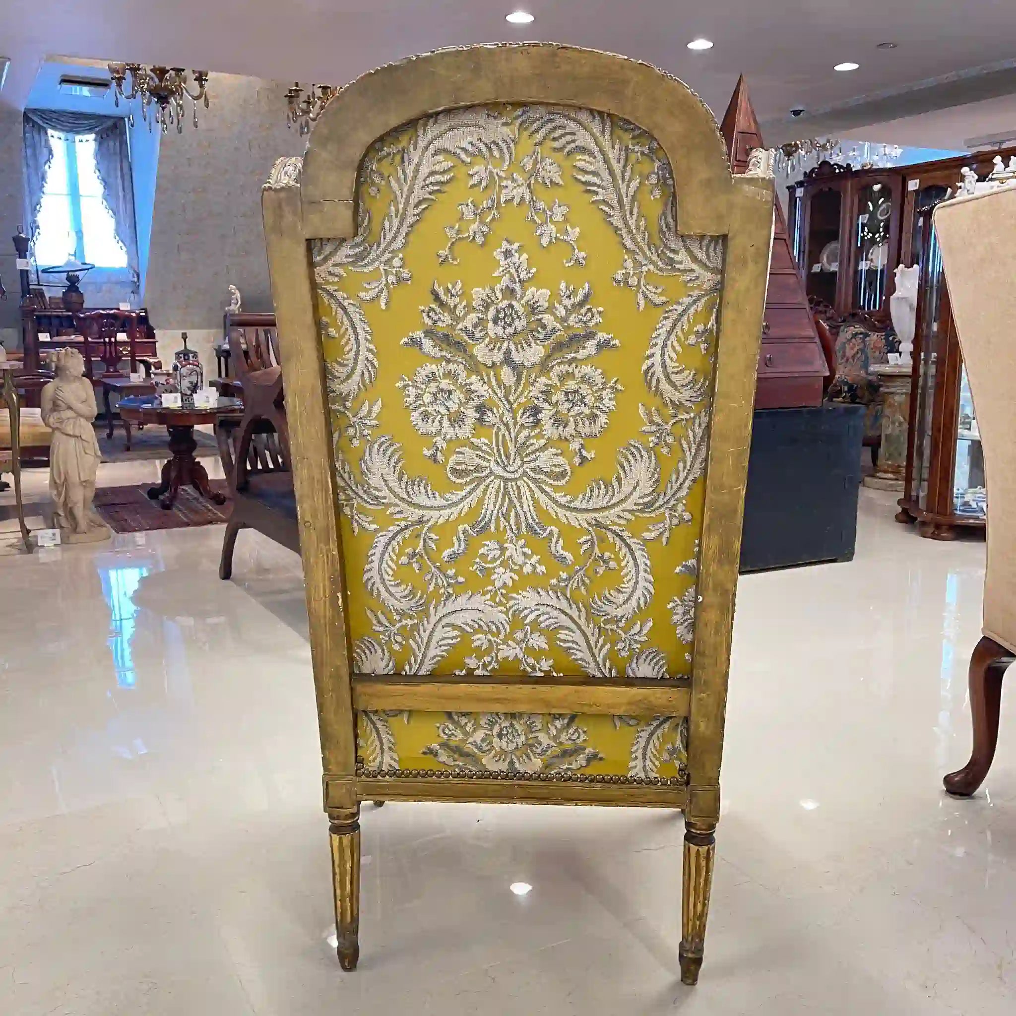 【アンティーク】 ウィングバックチェア / ルイ16世様式 / フランス / 金華山織り