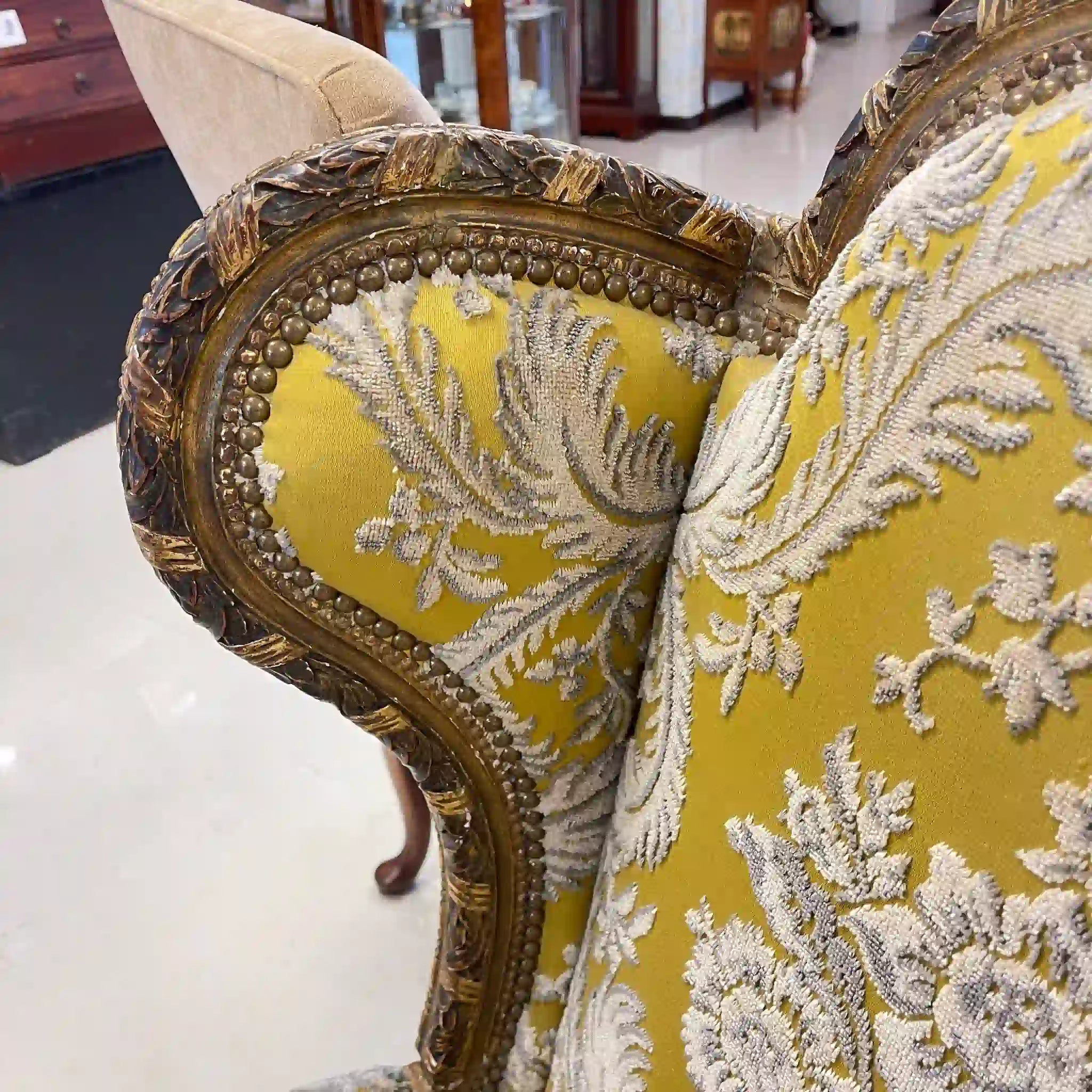 【アンティーク】 ウィングバックチェア / ルイ16世様式 / フランス / 金華山織り