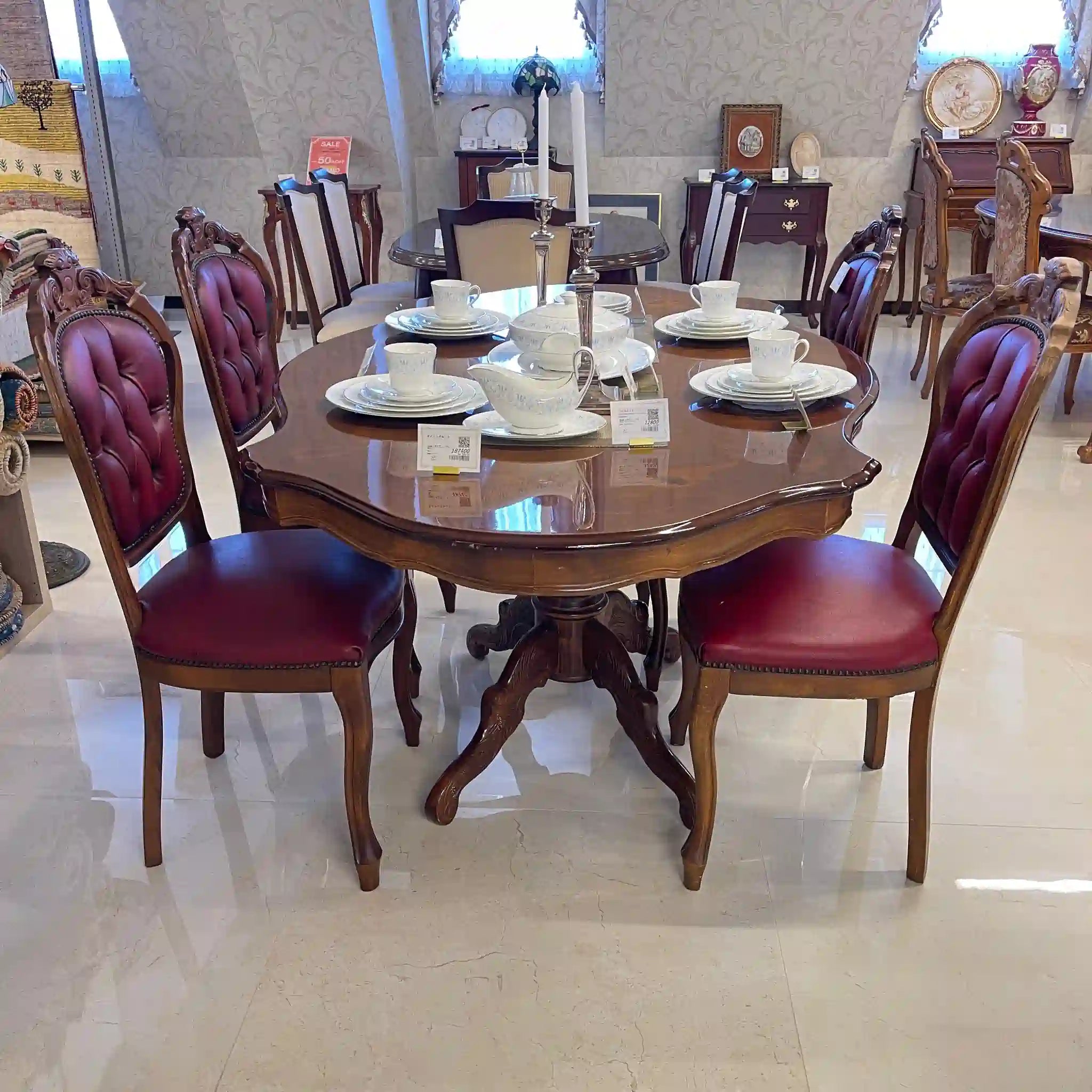 【アンティーク】 アンティーク ダイニングセット / イタリア / 象嵌(インレイ）