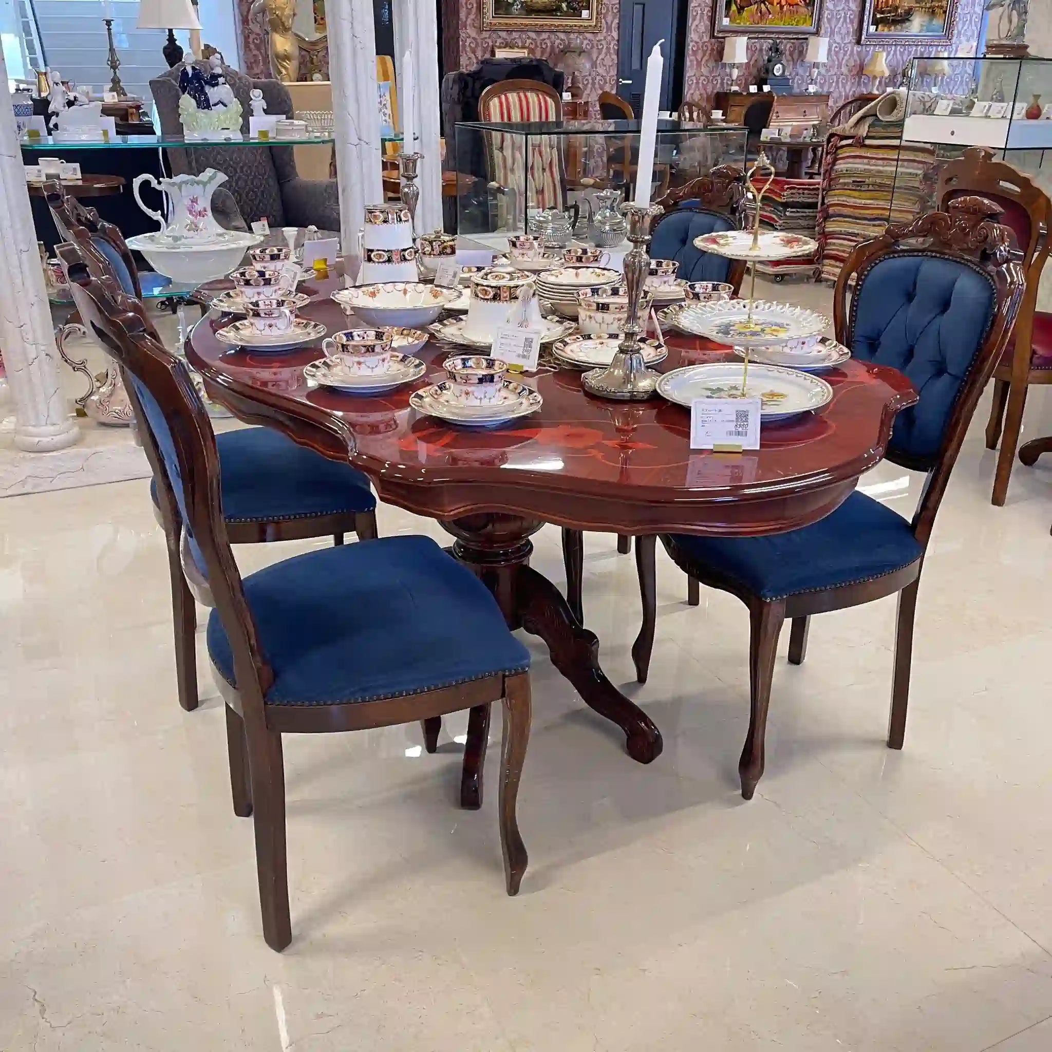 【アンティーク】 アンティーク調ダイニングセット / 象嵌(インレイ)