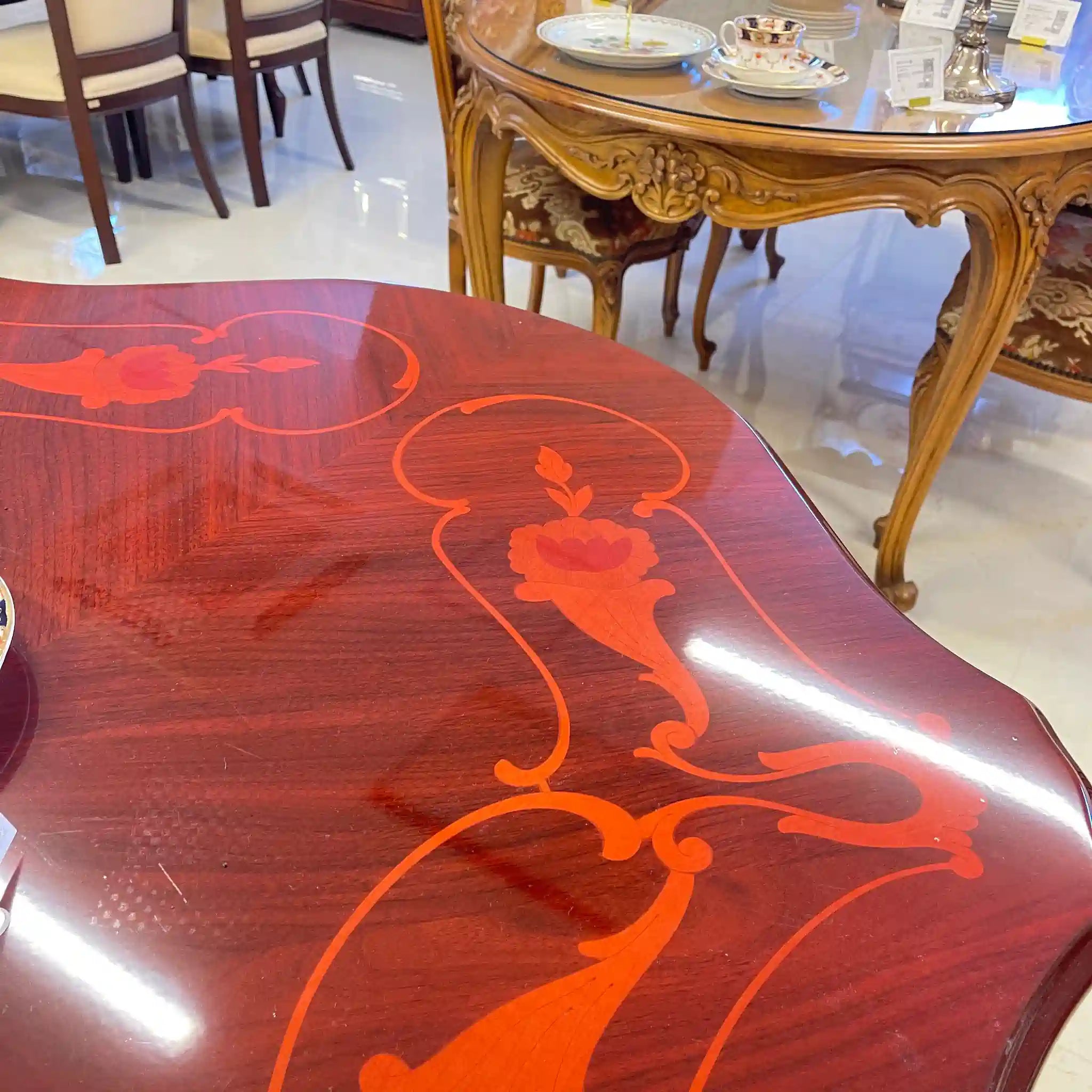 【アンティーク】 アンティーク調ダイニングセット / 象嵌(インレイ)