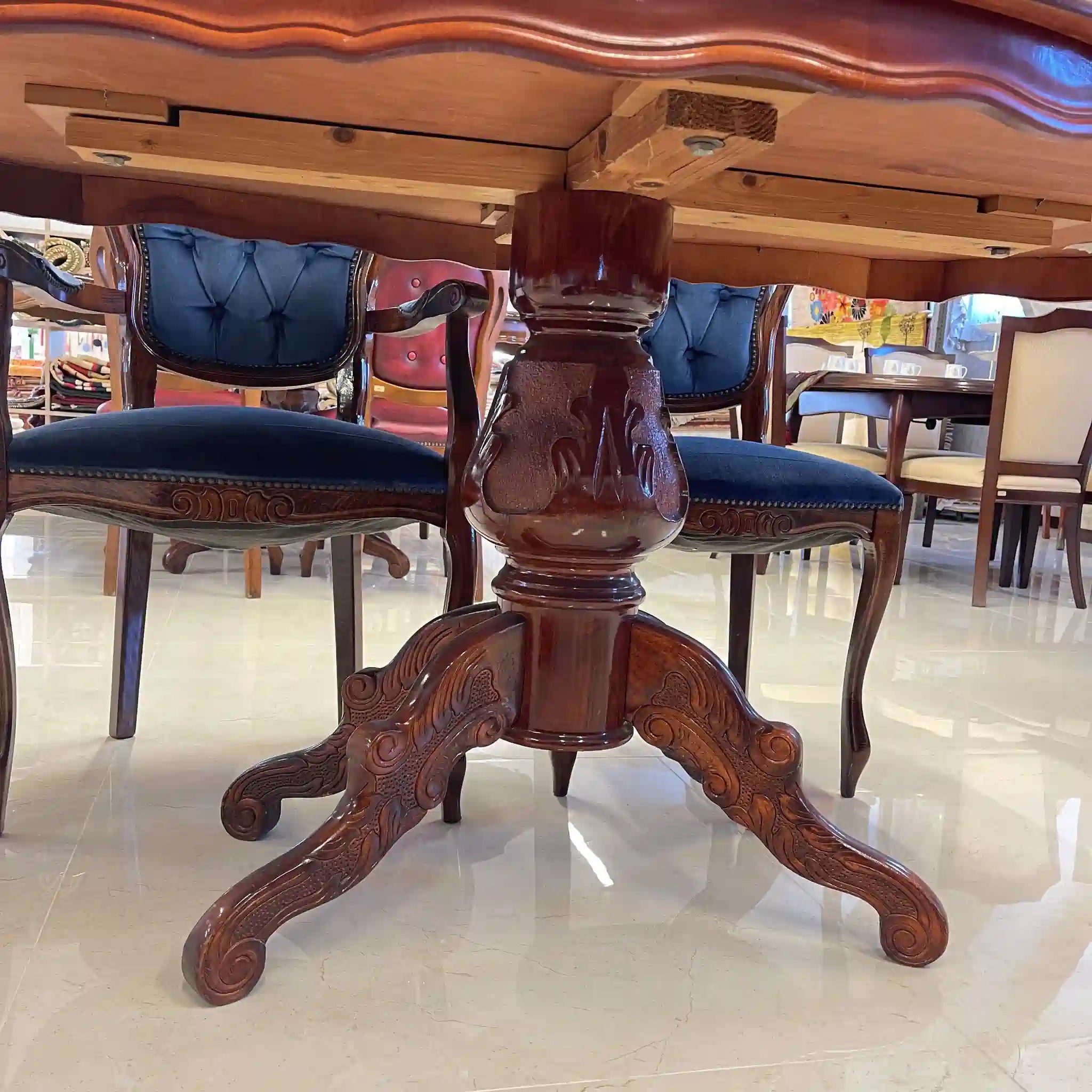 【アンティーク】 アンティーク調ダイニングセット / 象嵌(インレイ)