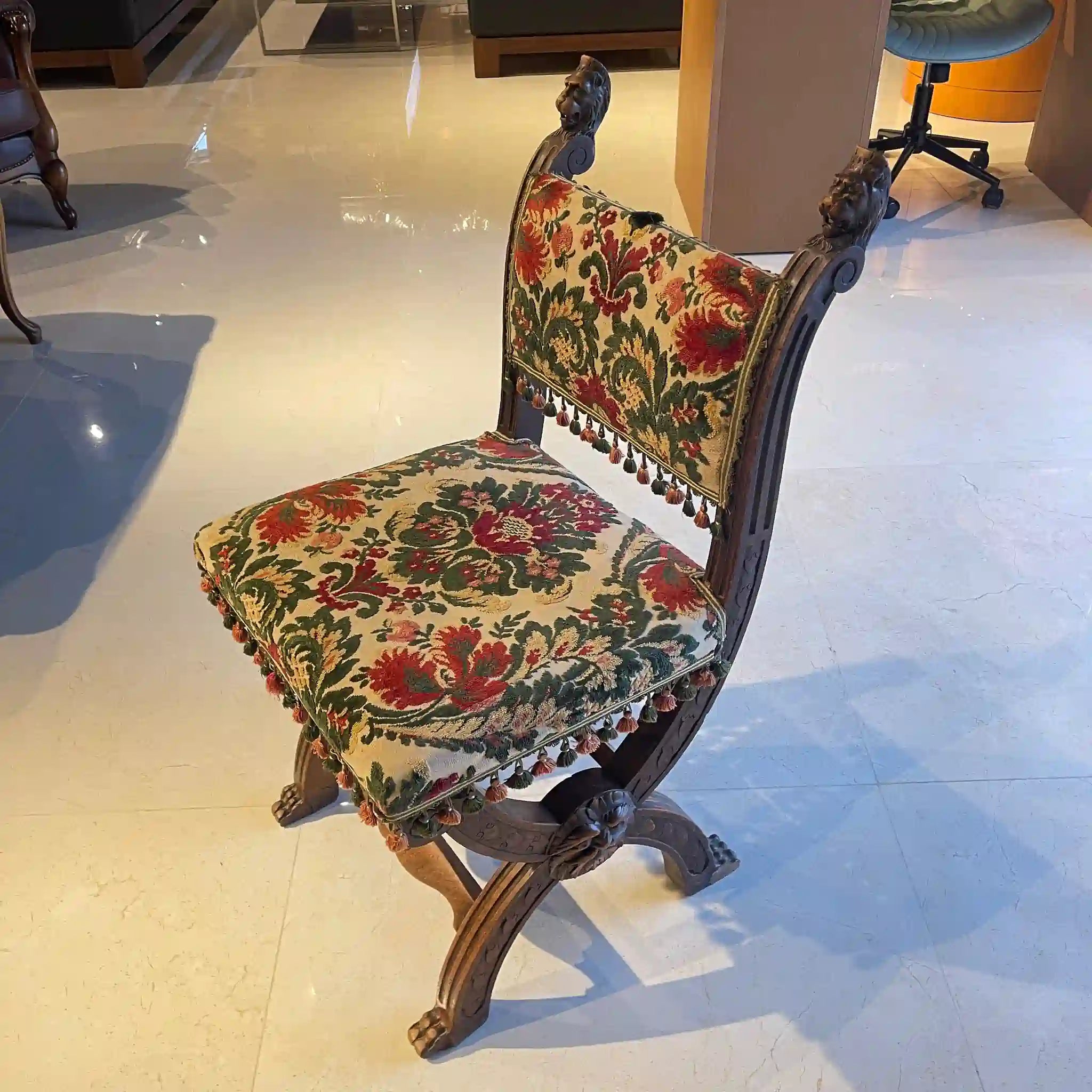 [古董] 餐椅，雕刻，金華山編織，法國 / /