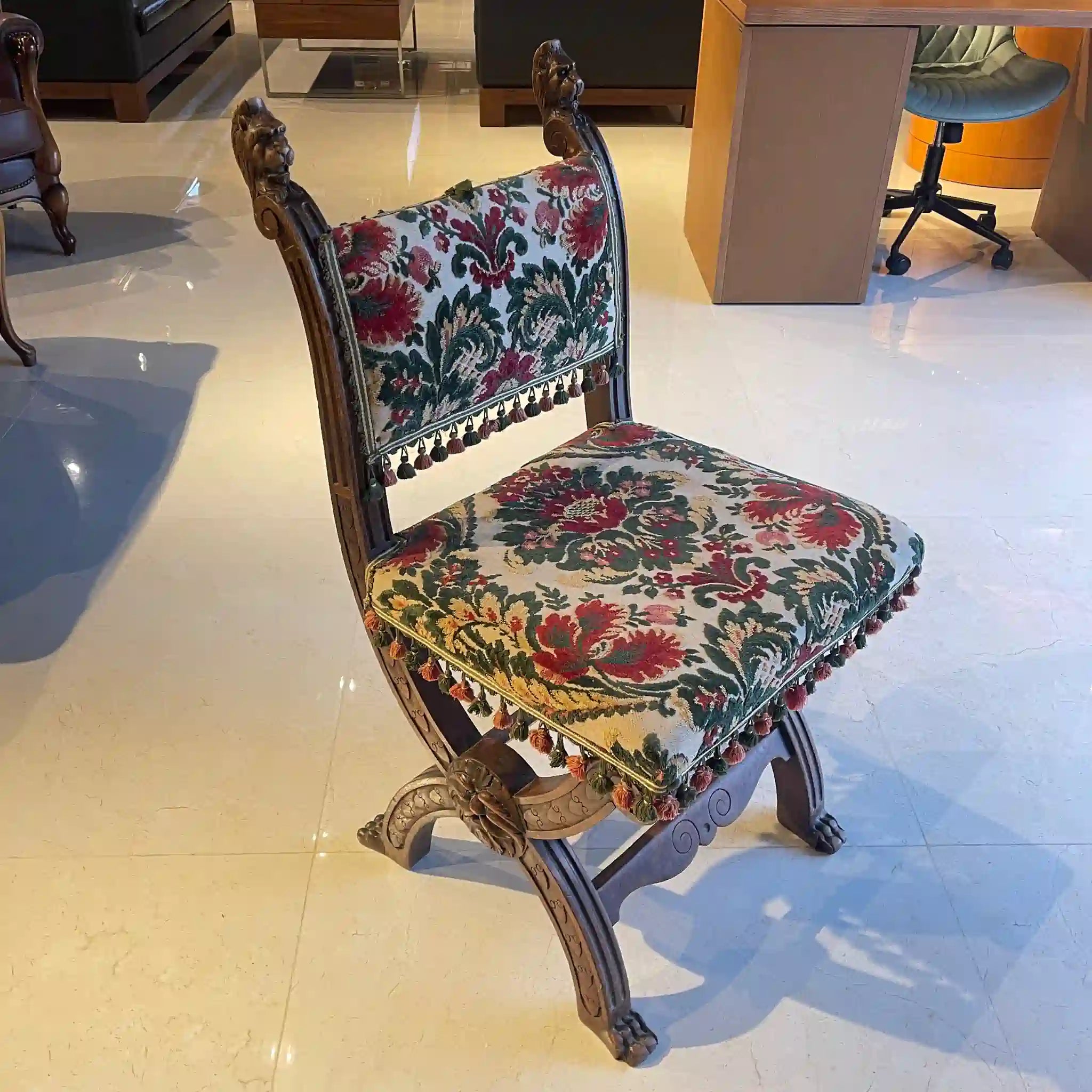 [古董] 餐椅，雕刻，金華山編織，法國 / /