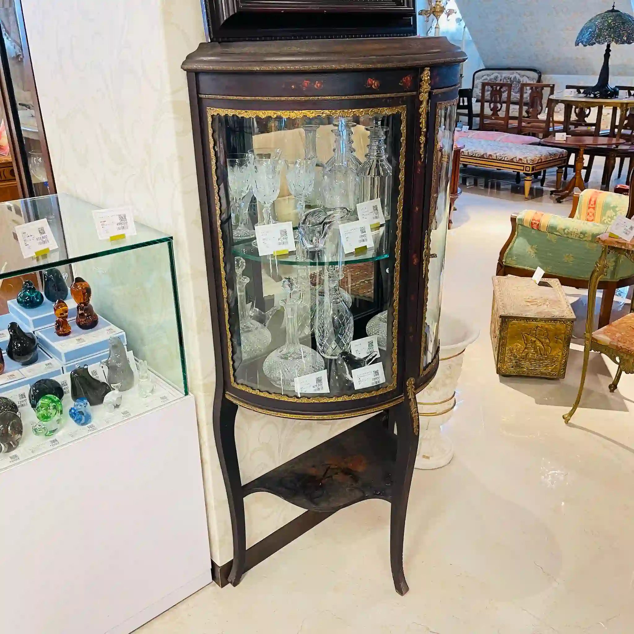 【アンティーク】 アンティーク キュリオケース / 金彩装飾