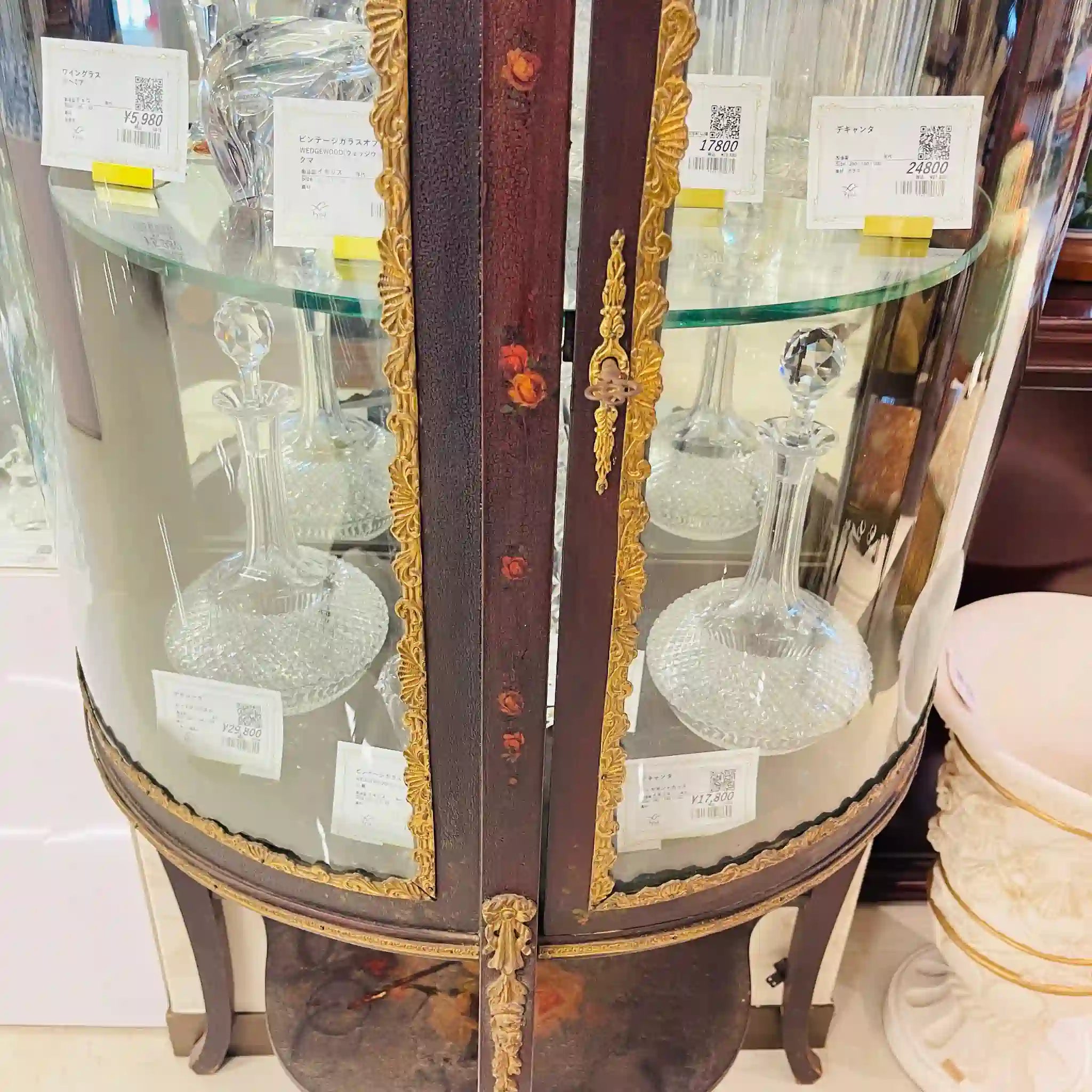 【アンティーク】 アンティーク キュリオケース / 金彩装飾