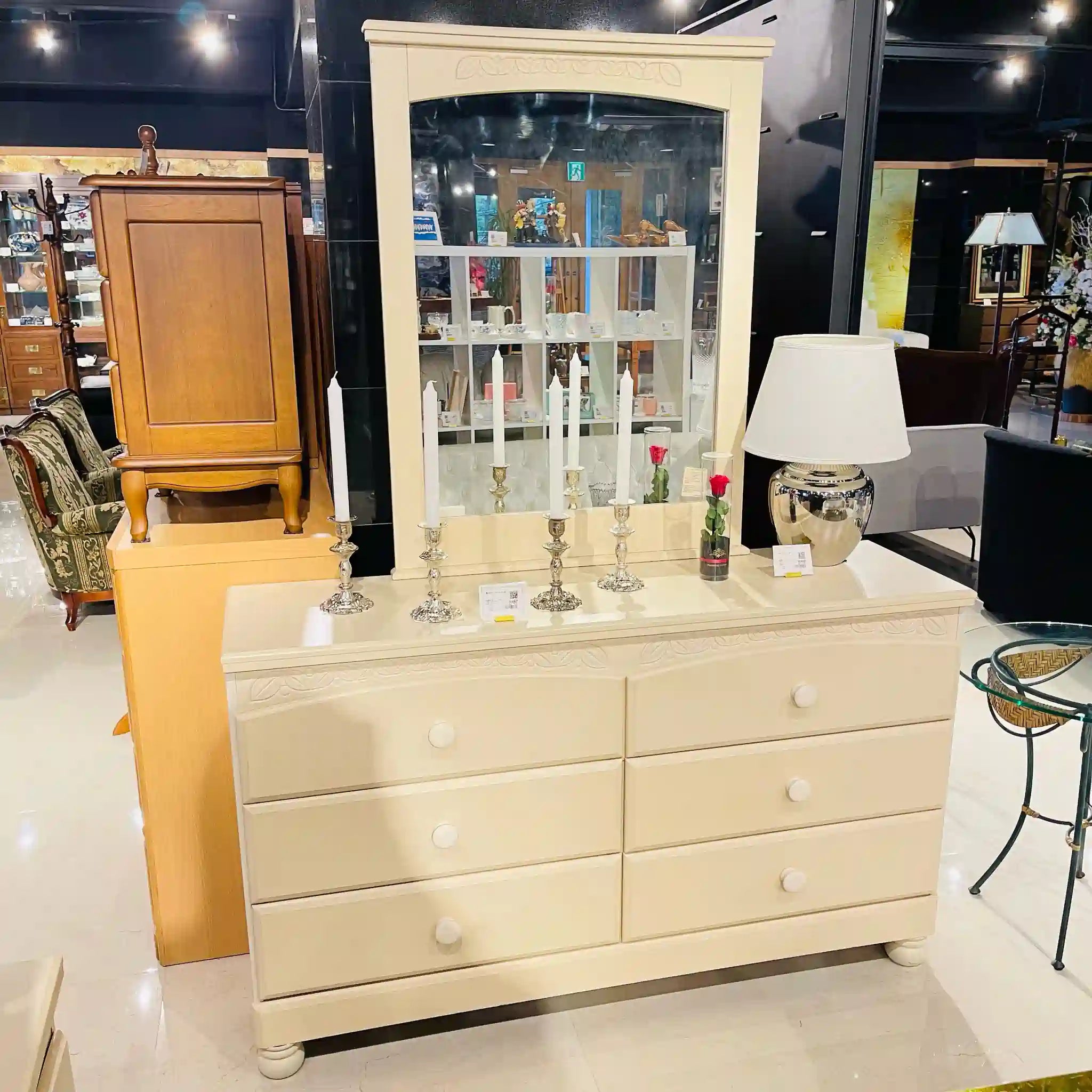 【リユース】 ミラー付きチェスト　ドレッサー