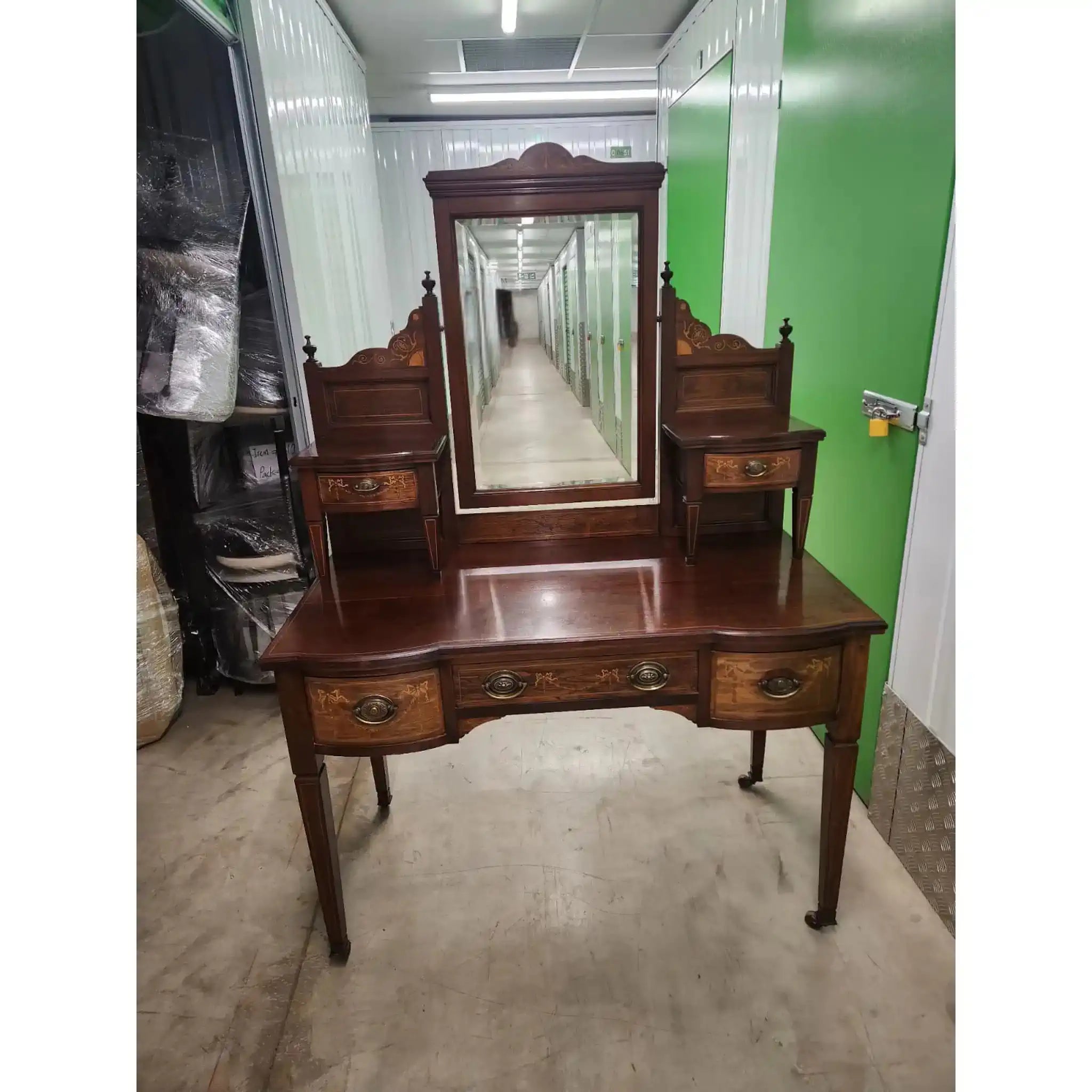 【アンティーク】 ドレッシングテーブル (化粧台) / エドワーディアン様式 / 19世紀末〜20世紀初頭 / イギリス / インレイ,象嵌,手作り,木工細工