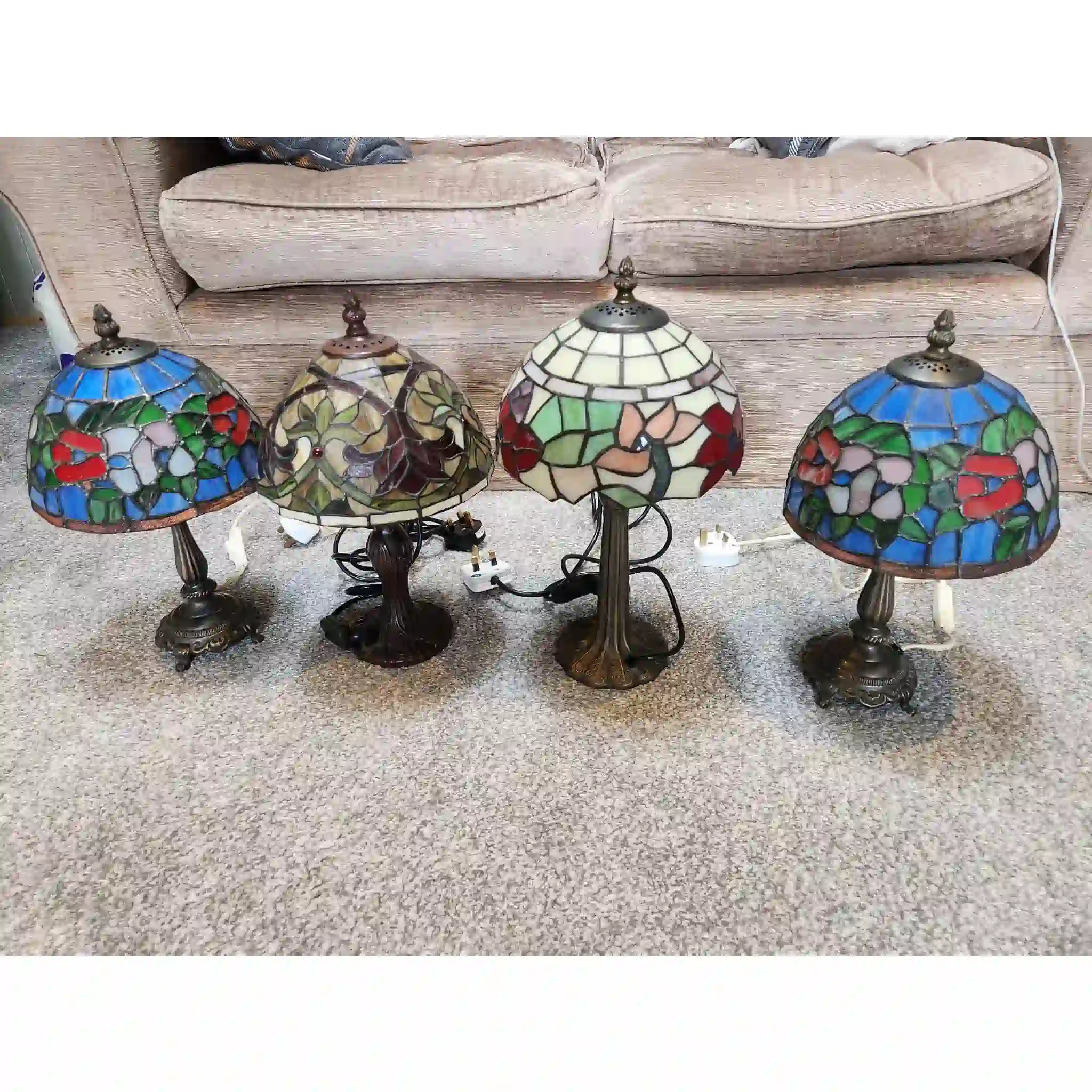 【ビンテージ】 ティファニー・スタイル ステンドグラス卓上ランプ / アール・ヌーヴォー / イギリス