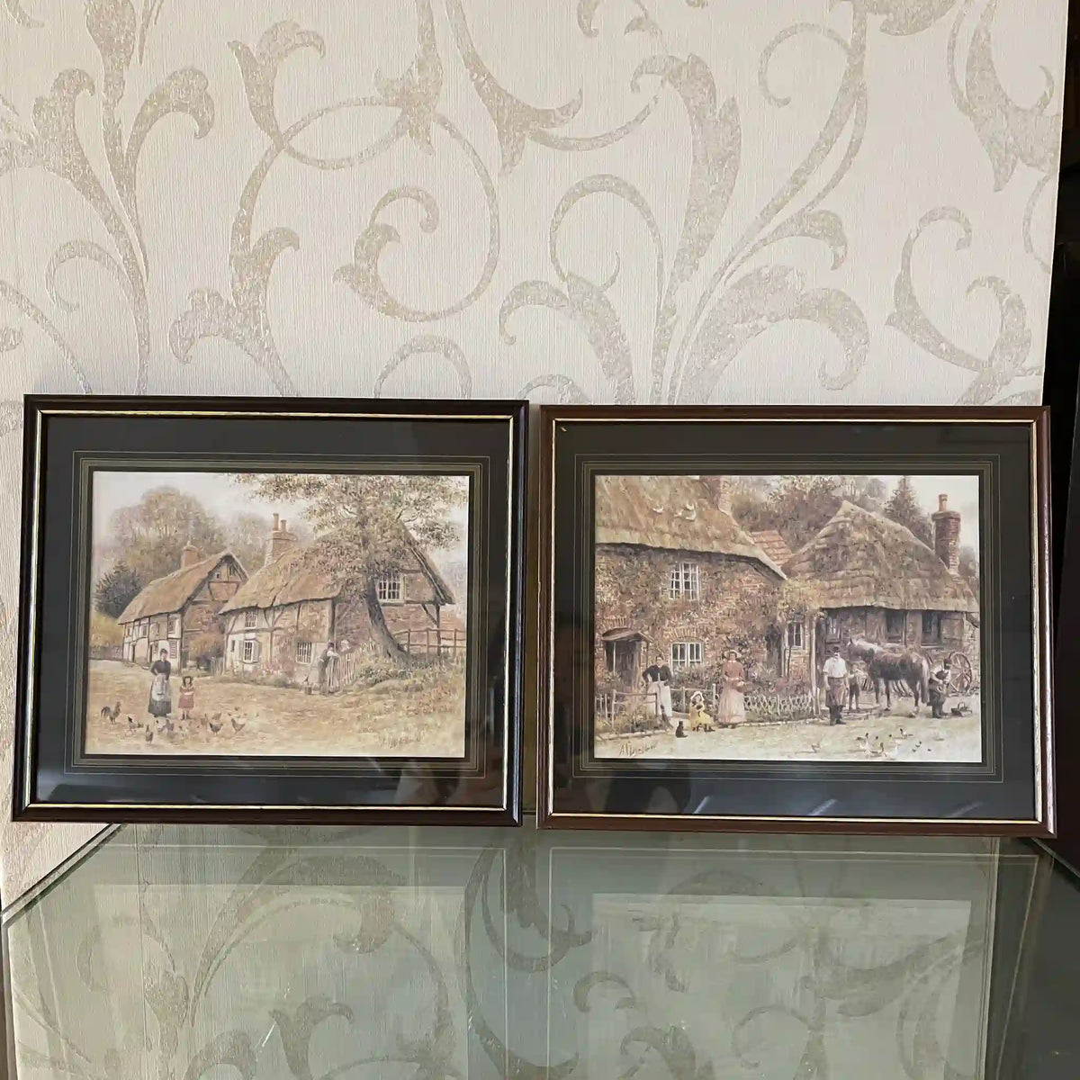 絵画(複製画) / イギリス直輸入,田園風景,2枚セット,ビンテージ,アート
