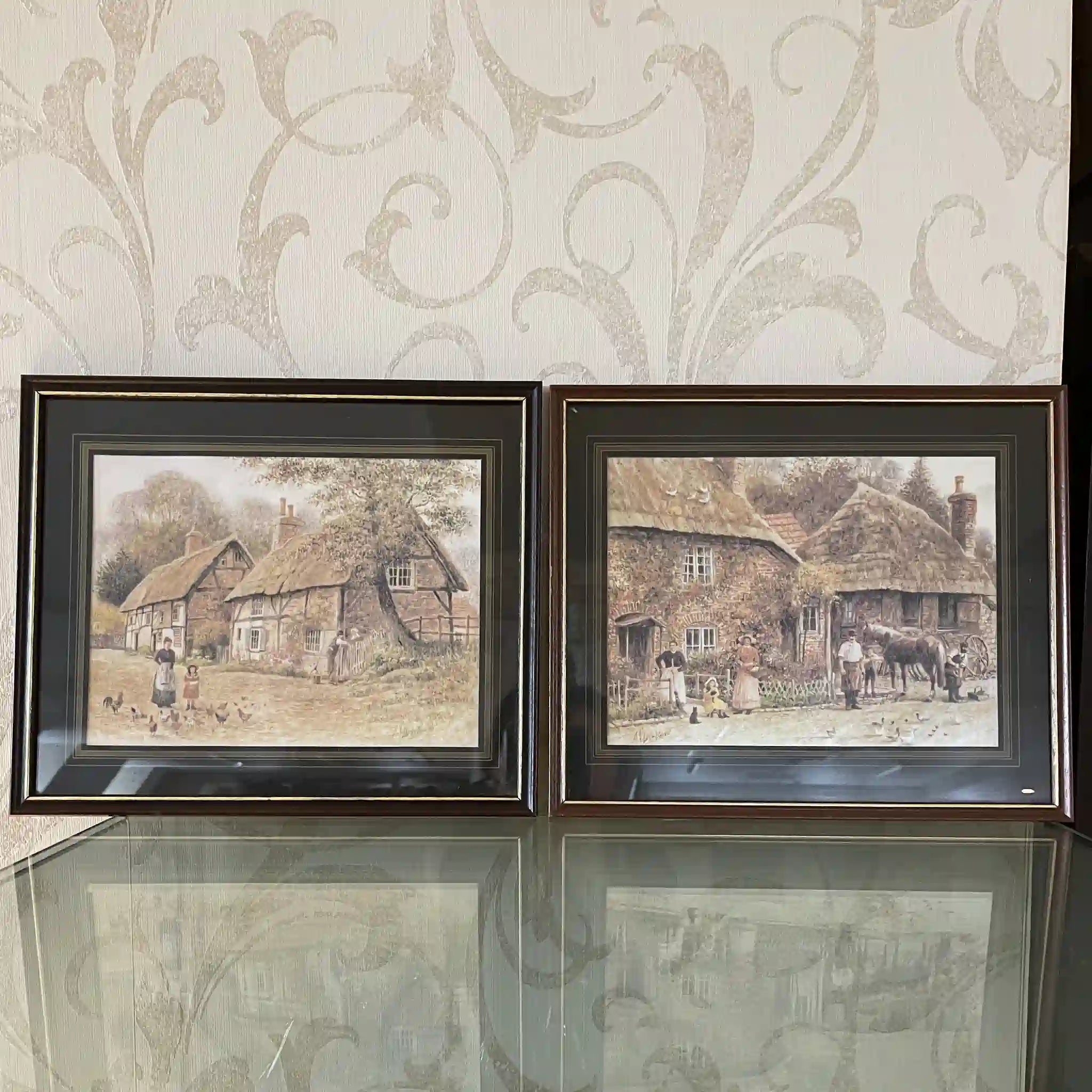 【藝術/裝飾】油畫，兩件套 / 田園風景 / 英國直接進口