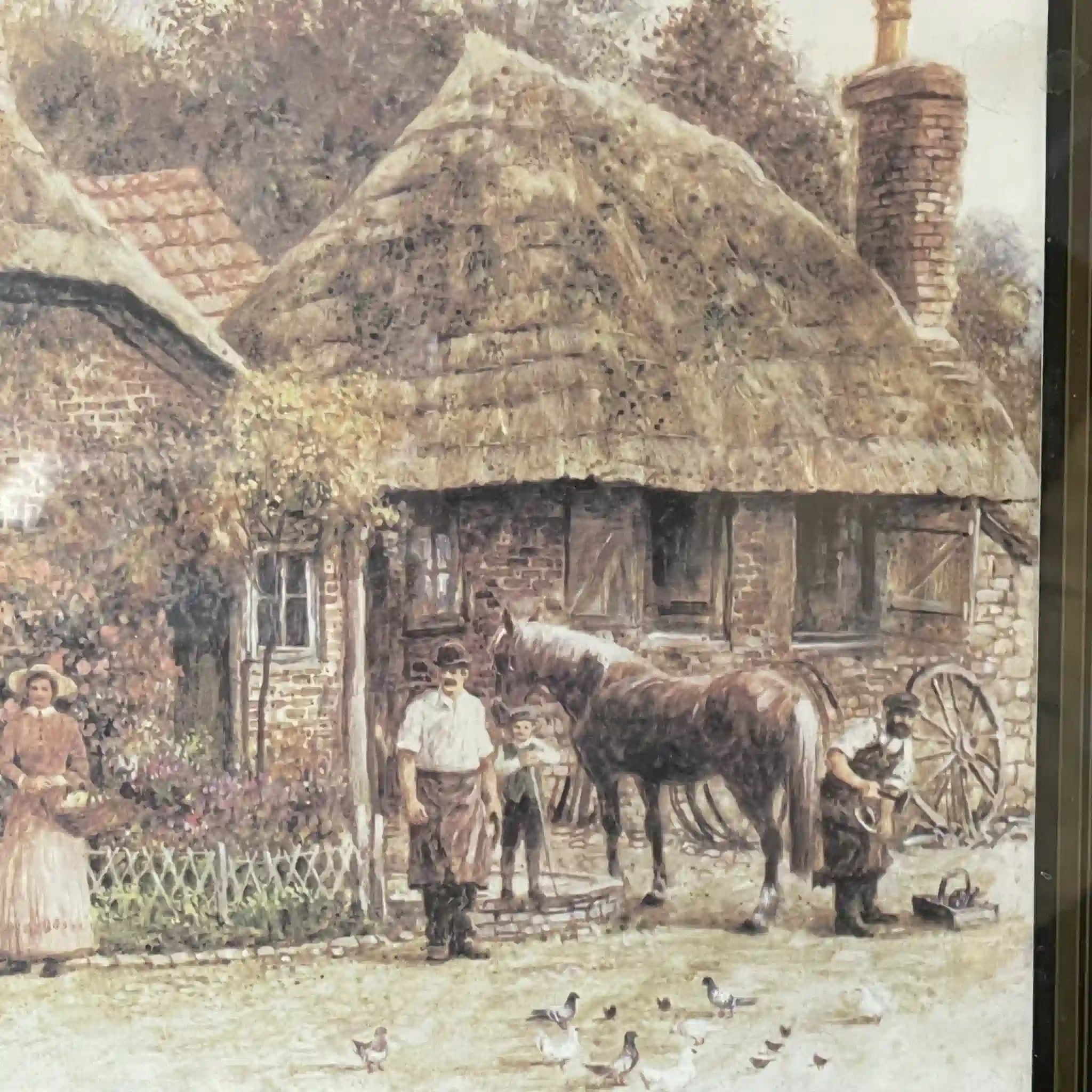 [Art/Decorations] Painting 2P / Rural landscape / Directly imported from England, Rural landscape, Dark wood frame, Delicate touch