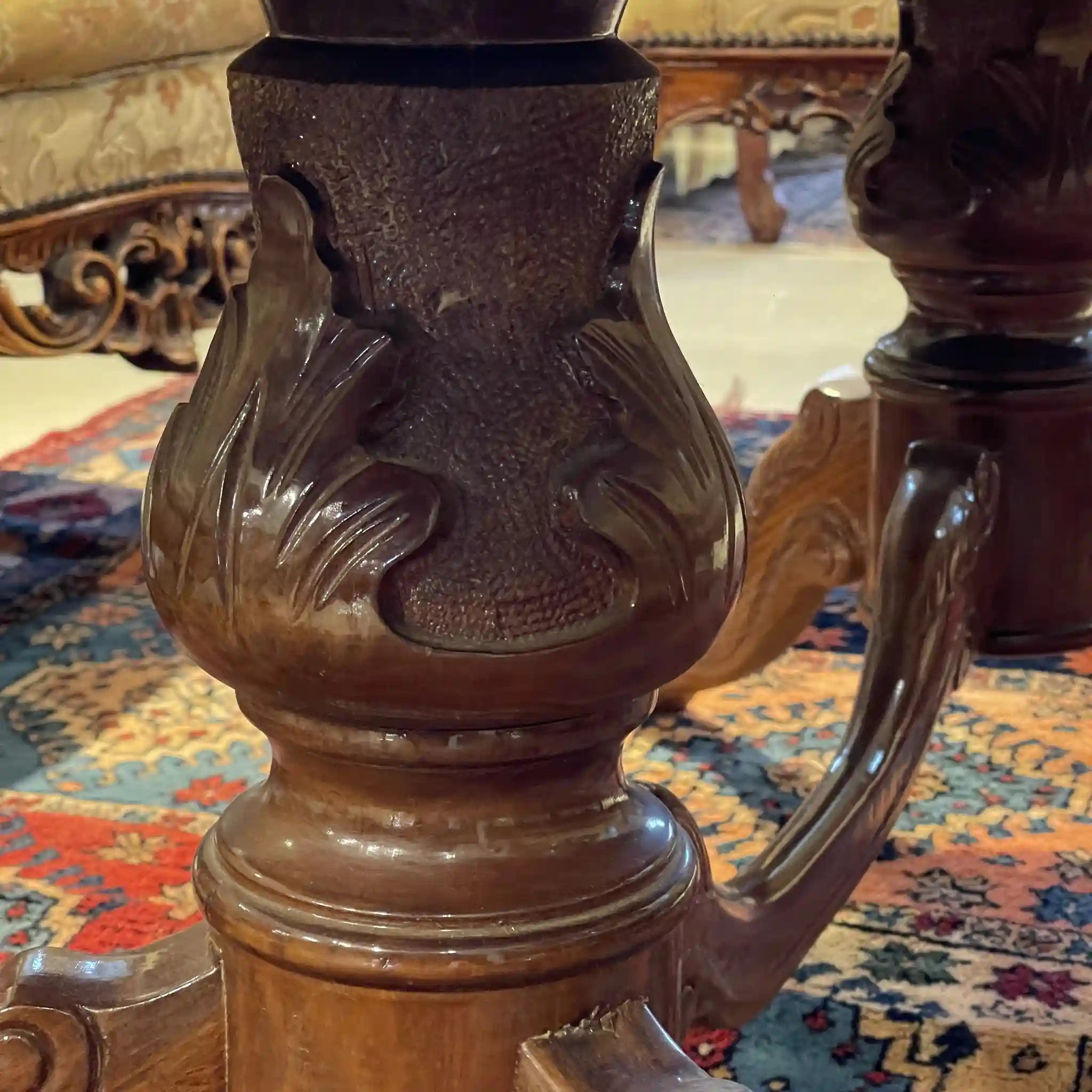 [Vintage] Low table / 20th century / Beech wood / Italy / With glass top, inlay