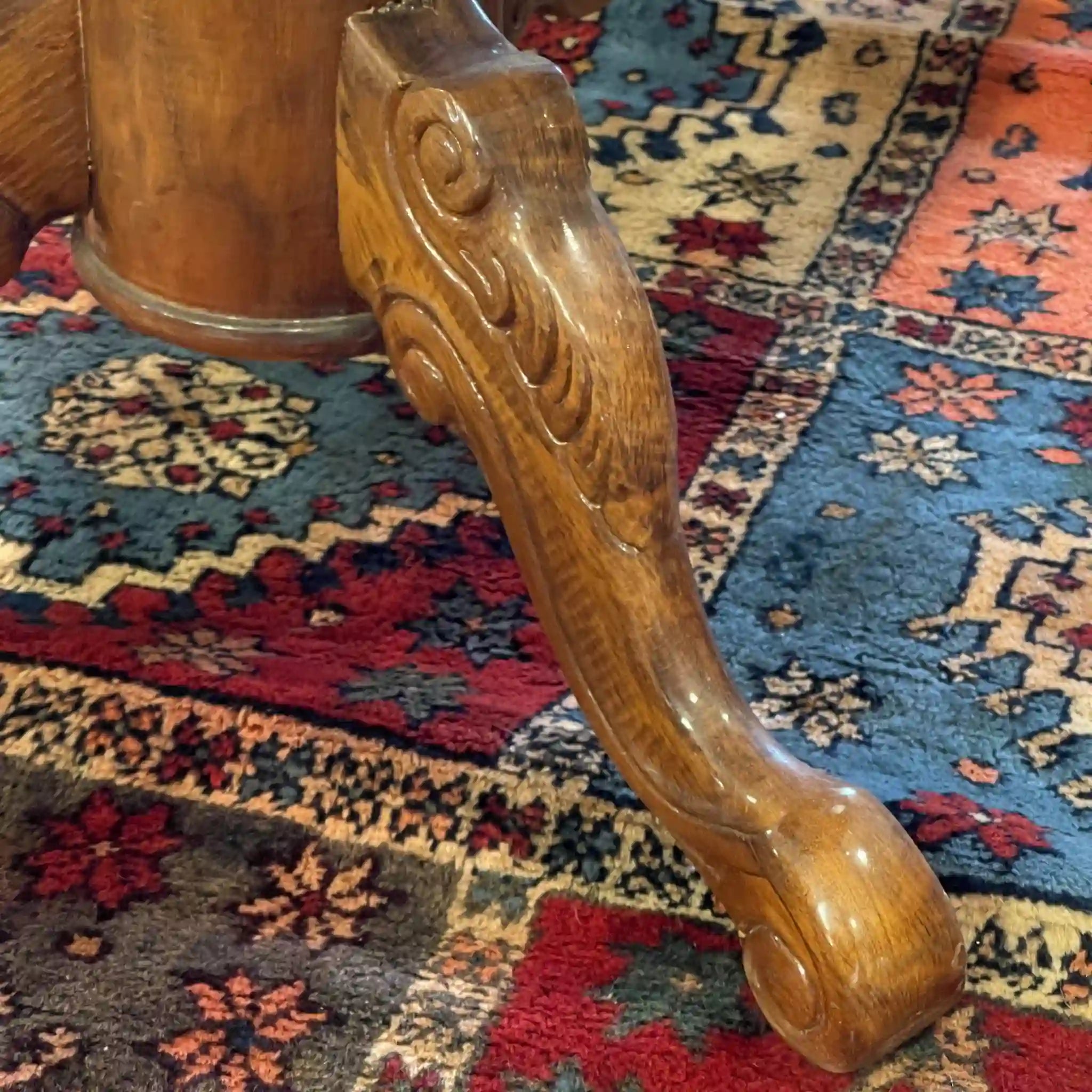 [Vintage] Low table / 20th century / Beech wood / Italy / With glass top, inlay