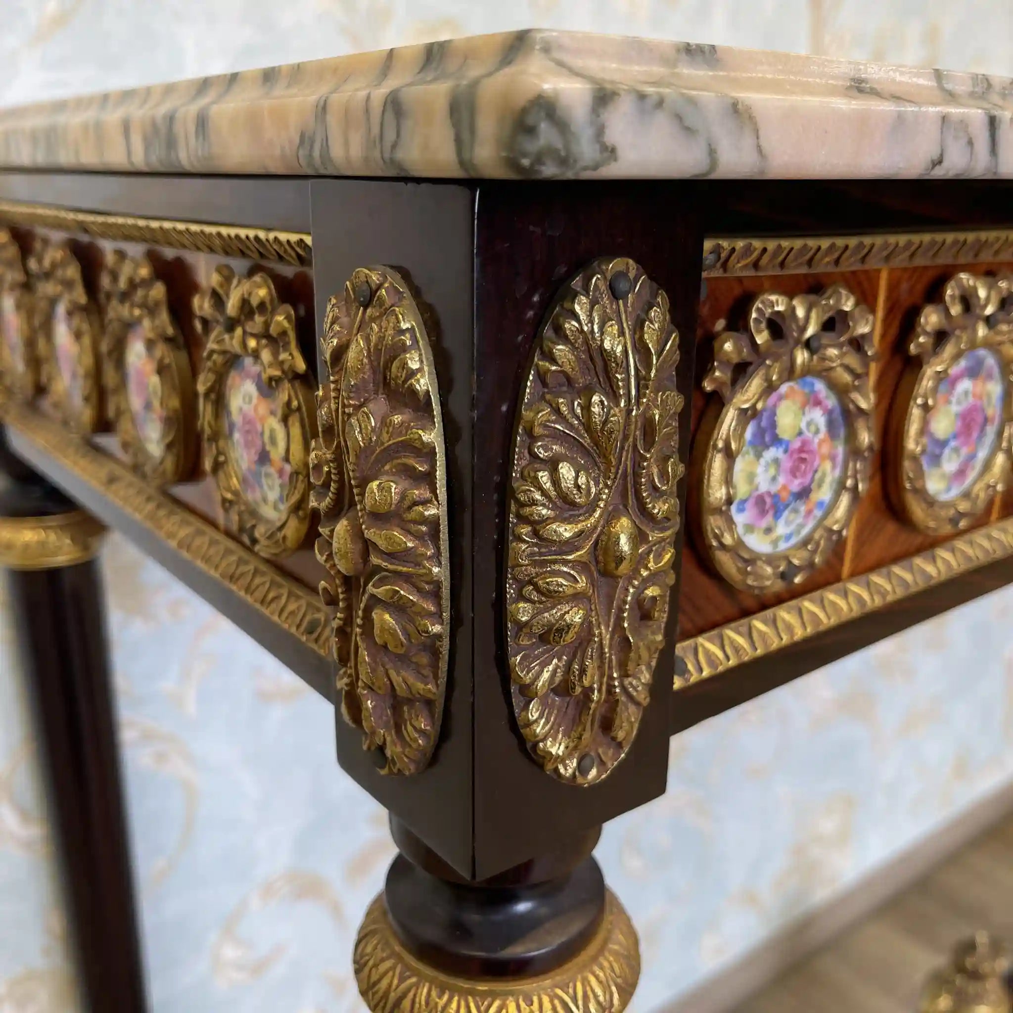 [Vintage] Console table / Mariner / Louis XVI style / 20th century / Marble / Spain / Fluted legs