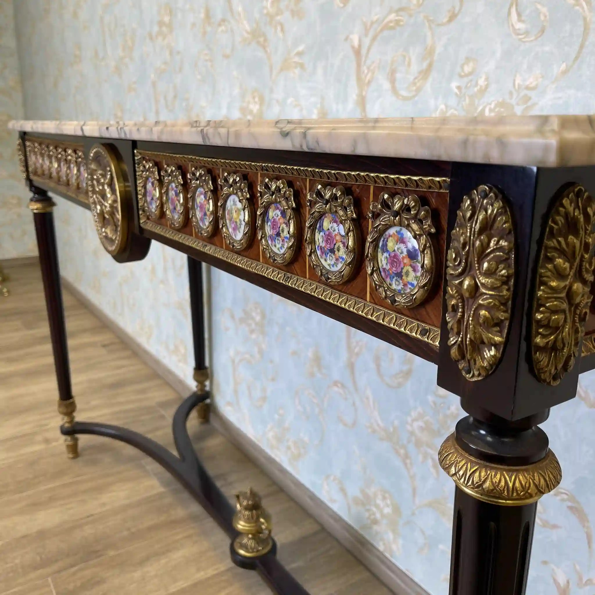 [Vintage] Console table / Mariner / Louis XVI style / 20th century / Marble / Spain / Fluted legs