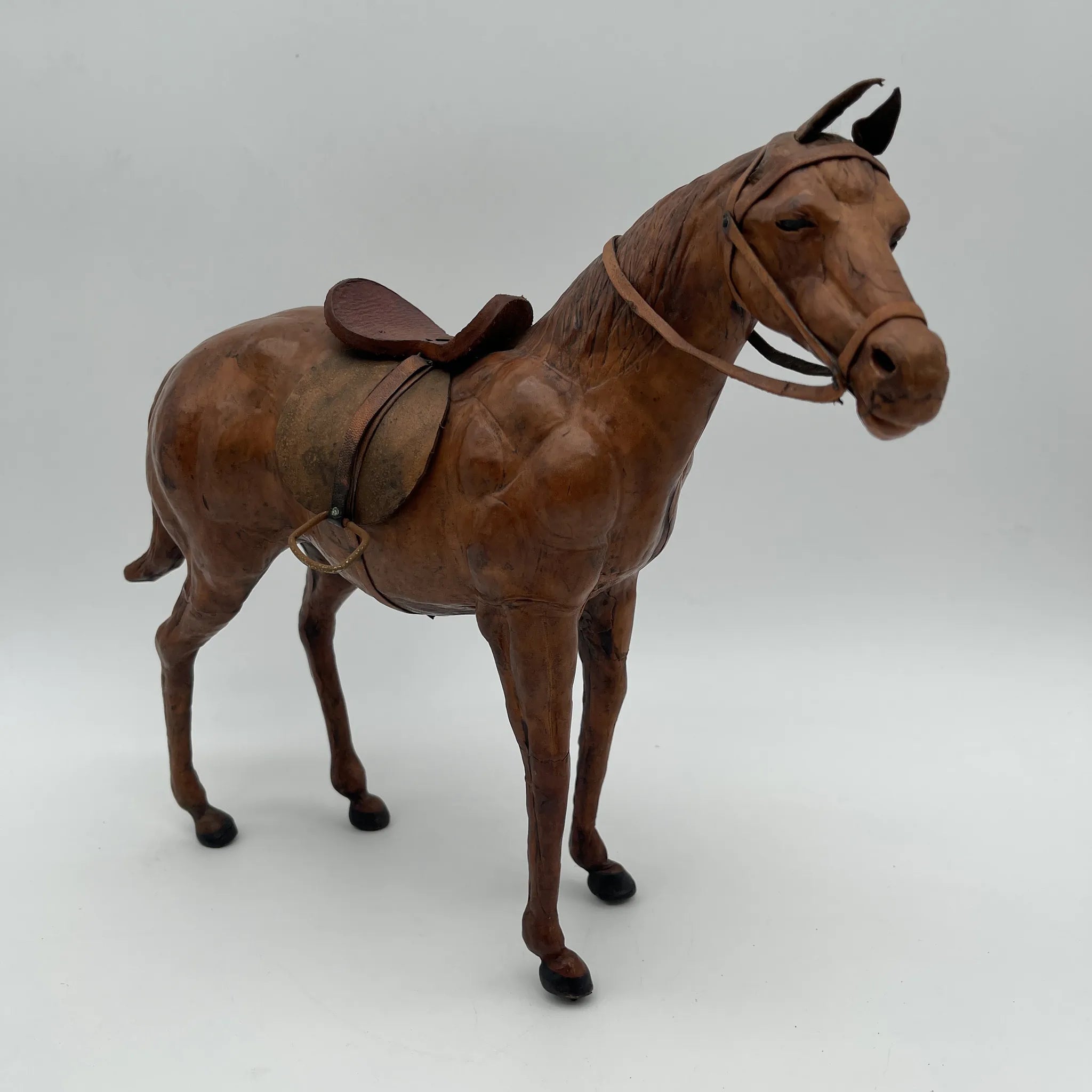 【ビンテージ】 オブジェ / 「馬」 / 1970年代（推定） / 本革 / ヨーロッパ / ハンドステッチ, フルグレインレザー