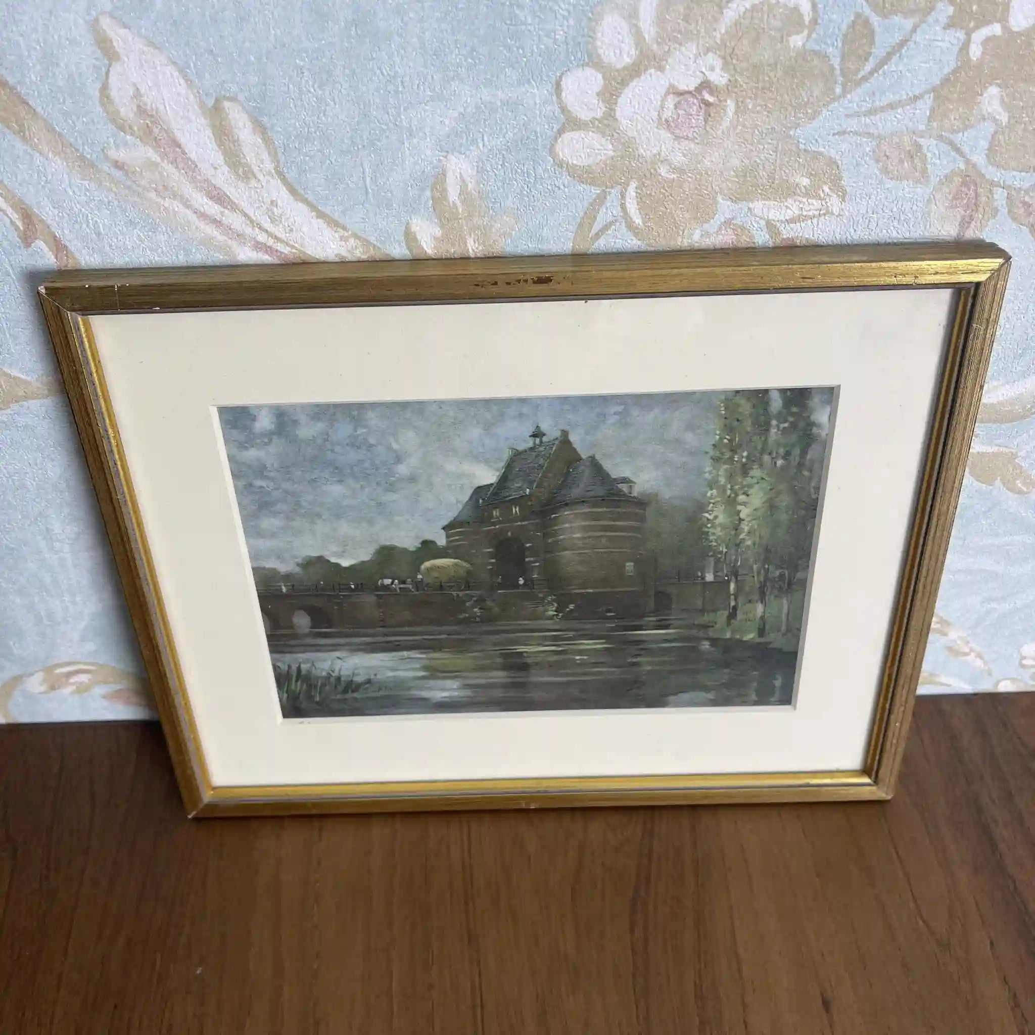 【复古】复制画/ w.l. BRUCKMAN /“Bruges / Porte Marechale”（布鲁日的马歇尔门）/ 20世纪初（推测）/纸/英国/ 爱德华迪恩框架