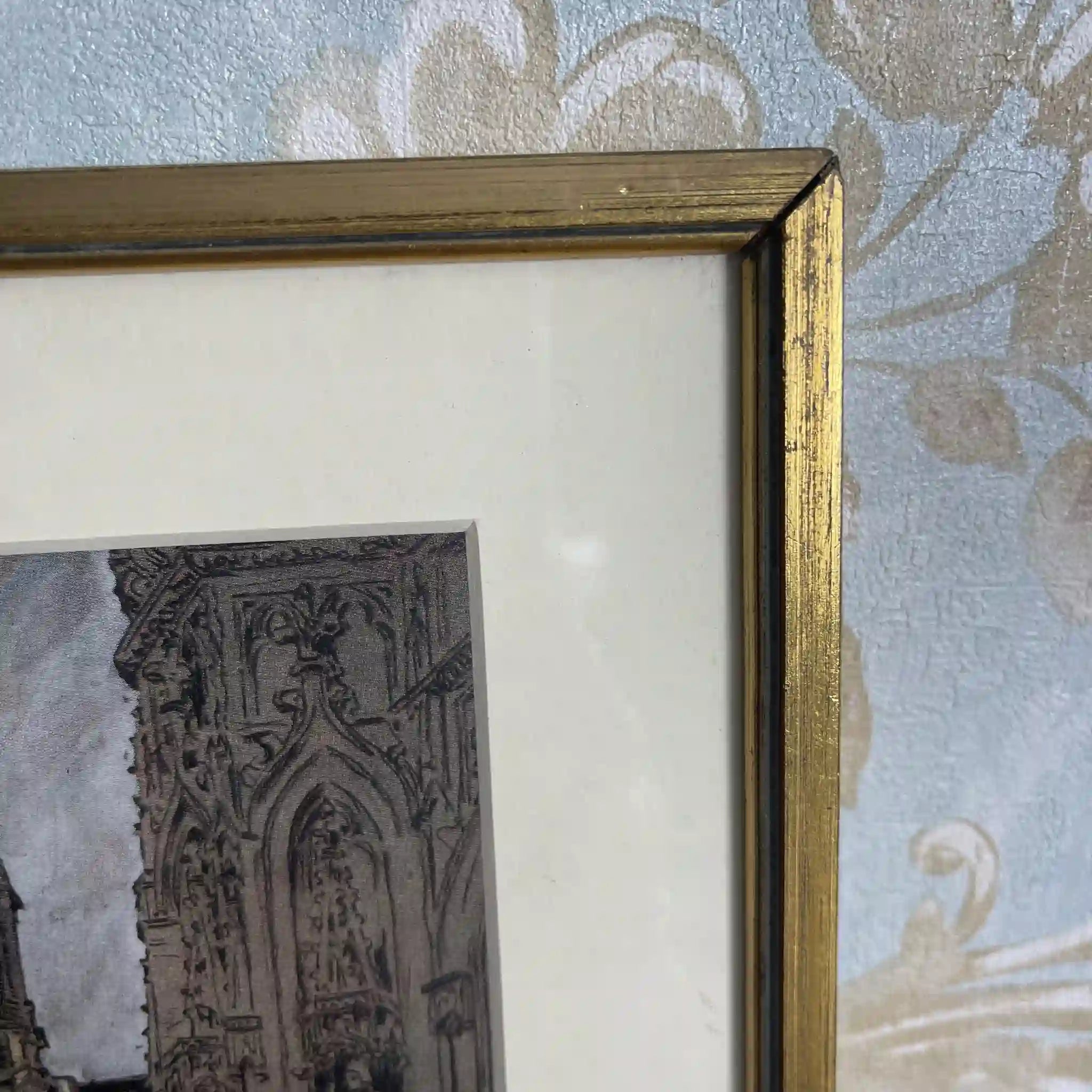 【复古】复制品/ w.l. BRUCKMAN /“Louvain / The Cathedral”（鲁汶大教堂/圣彼得教堂）/ 20世纪初（推测）/纸/英国 爱德华迪恩框架