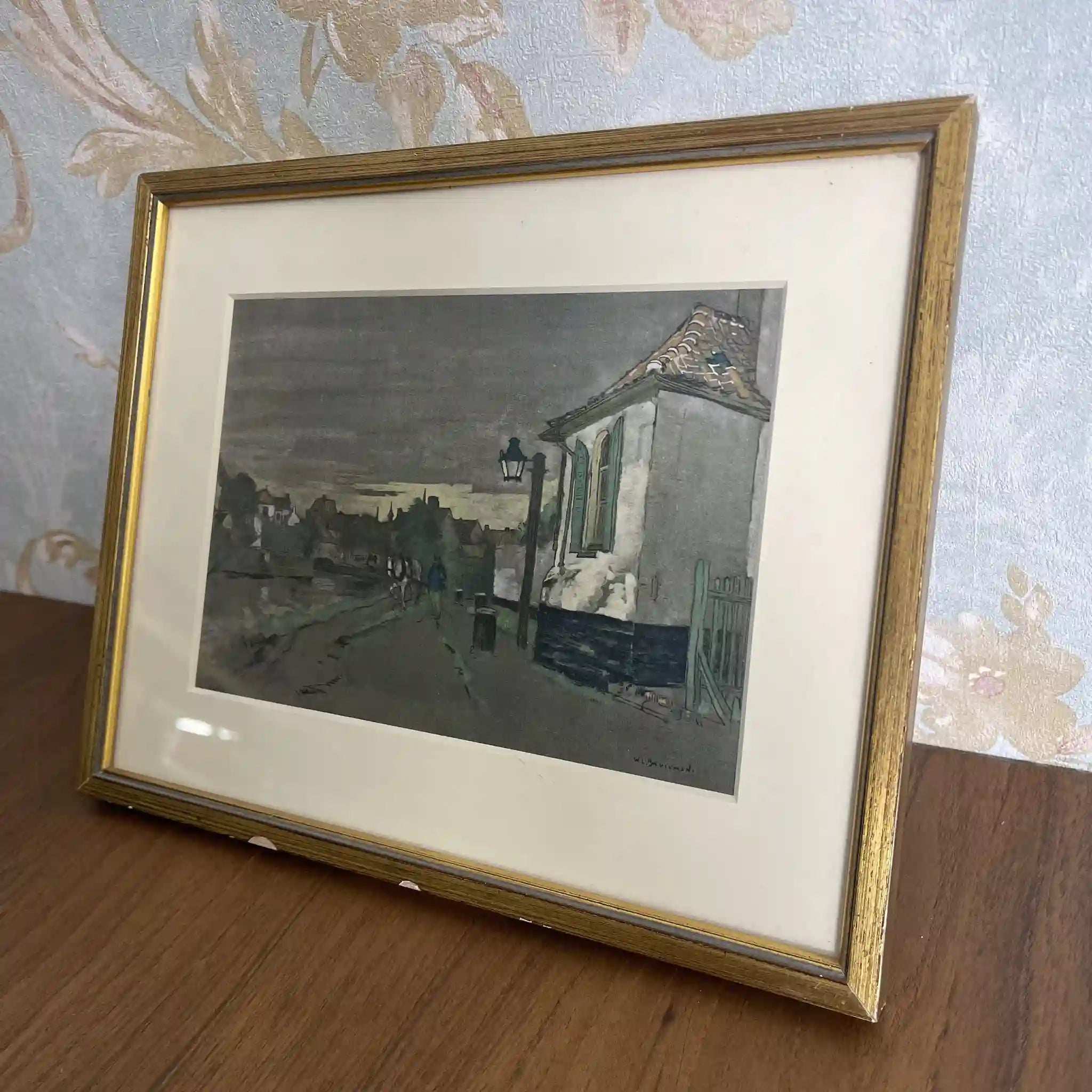 【复古】复制品/ w.l. BRUCKMAN /“Oudenaarde”（奥德纳德市政厅）/ 20世纪初（估计）/纸/英国/爱德华框架