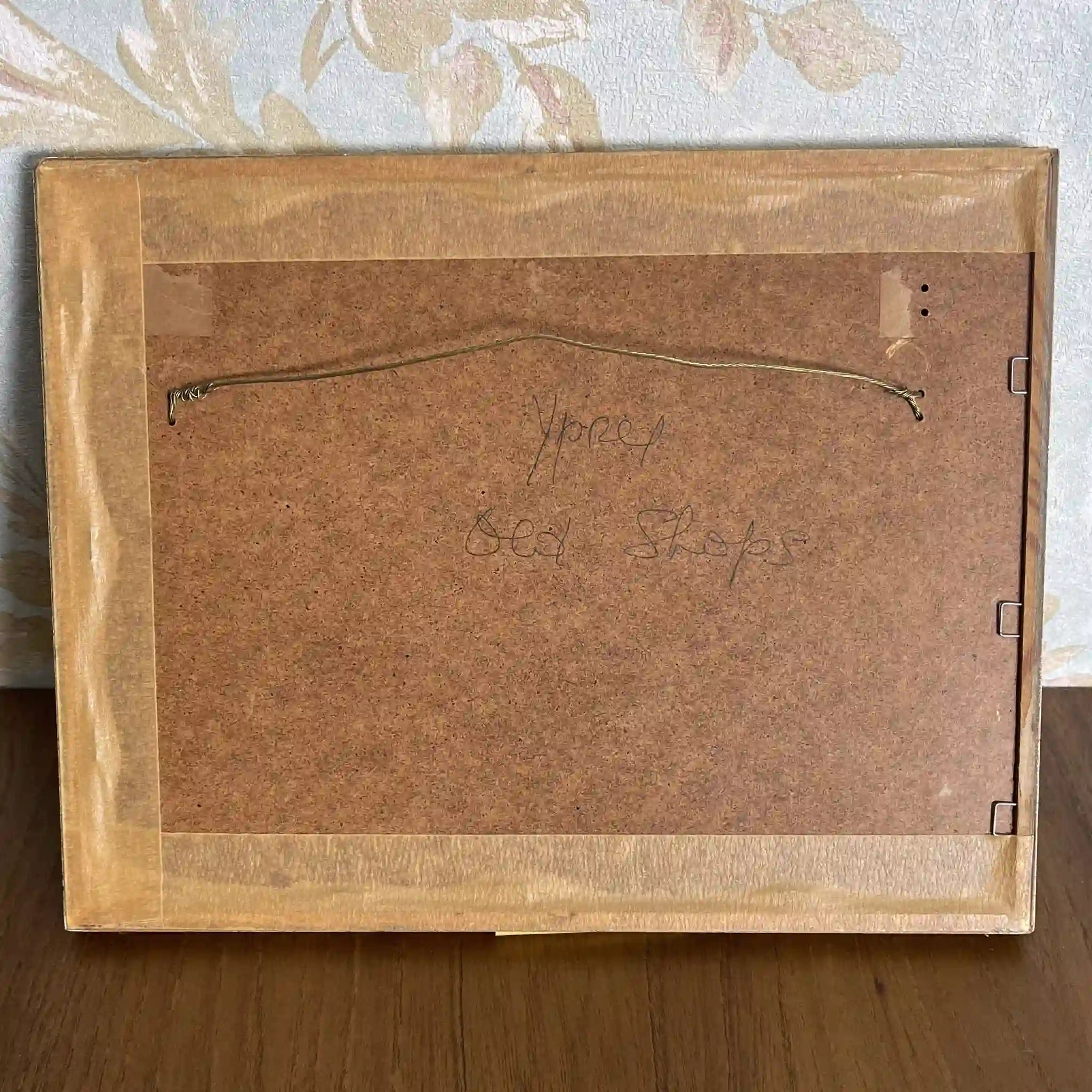 【复古】复制画/ w.l. BRUCKMAN /“Ypres / Old Shops”/ 20世纪初（推测）/纸/英国/爱德华框架