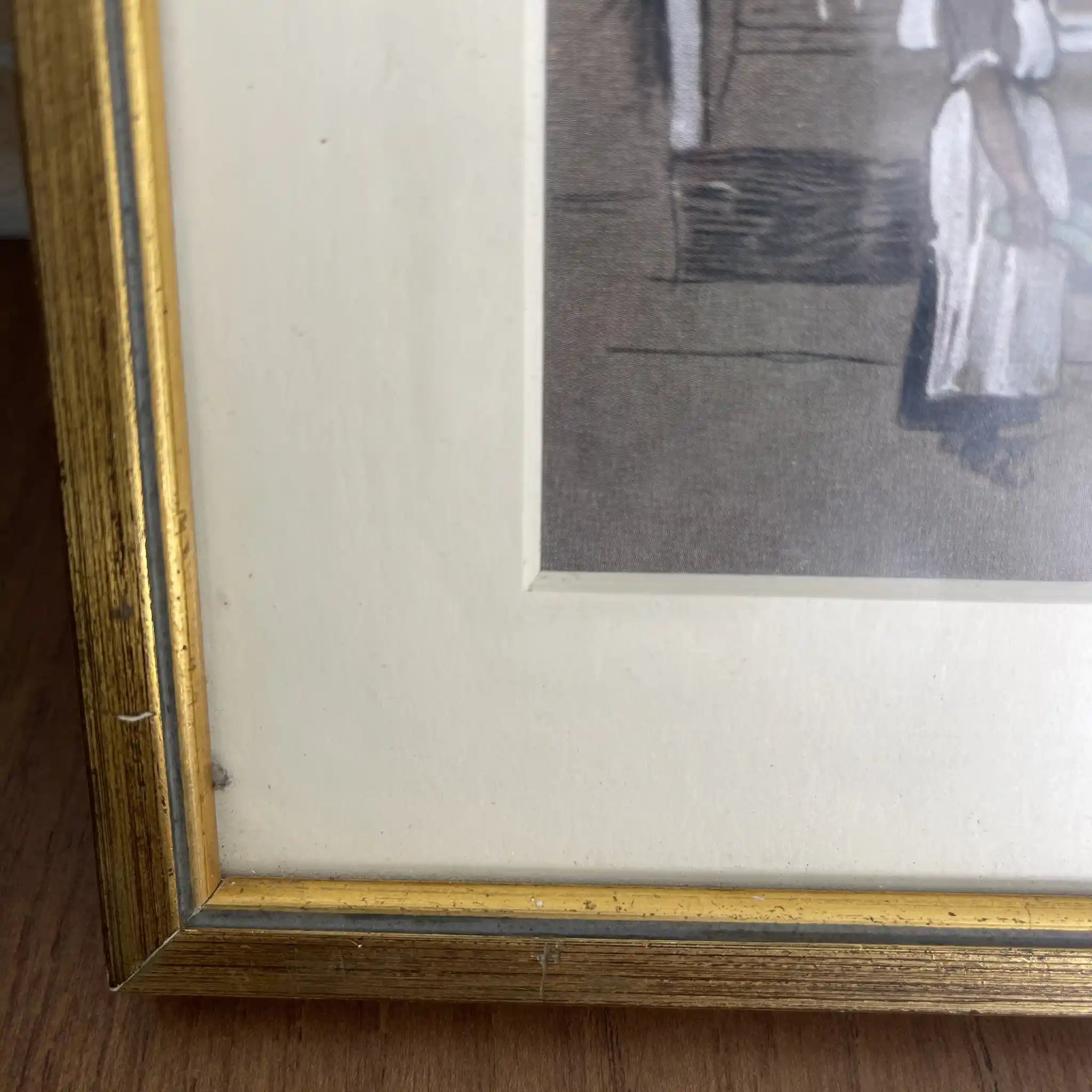 【复古】复制画/ w.l. BRUCKMAN /“Ypres / Old Shops”/ 20世纪初（推测）/纸/英国/爱德华框架