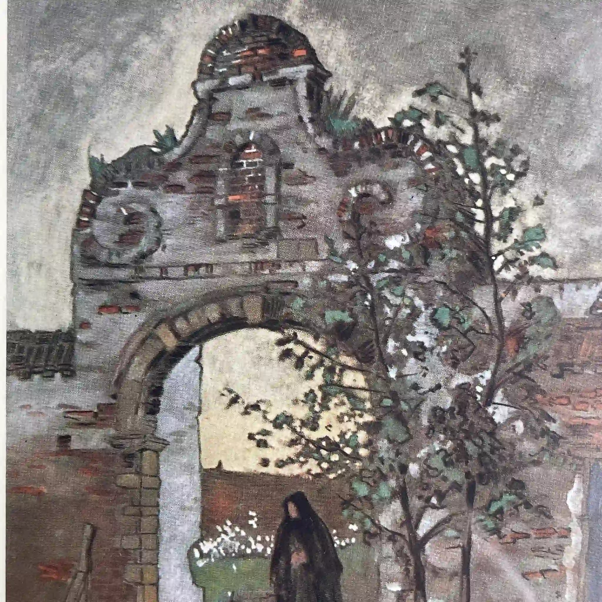 【复古】复制品/ w.l. BRUCKMAN /《Louvain / Entrance to Cloisters》/ 20世纪初（推测）/纸/英国/ 爱德华迪恩框架