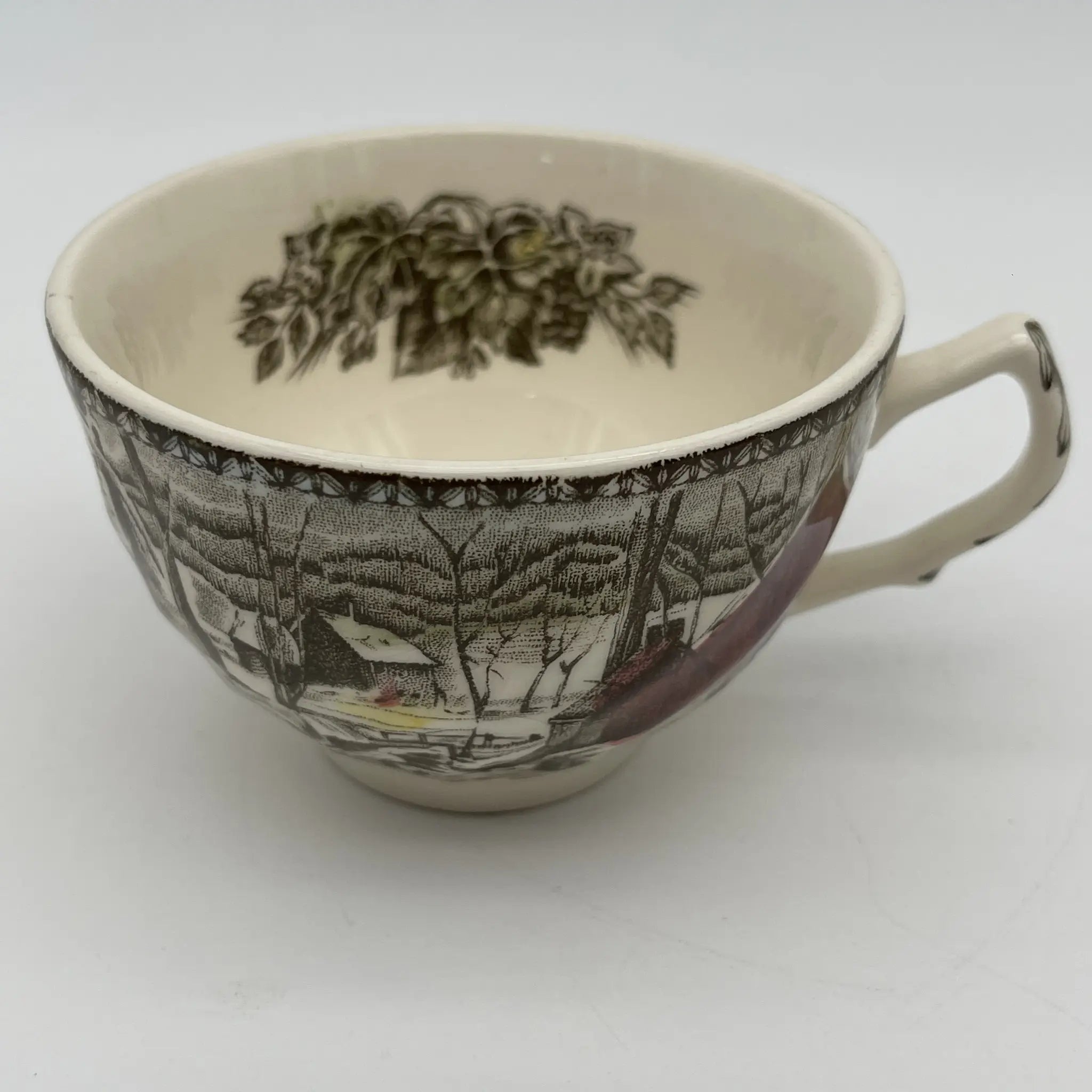 [Vintage] Cup & saucer 2P / Johnson Brothers / The Friendly Village / The Ice House / Estimated 1950-1970s / Ironstone / England / Copperplate transfer, snow scene