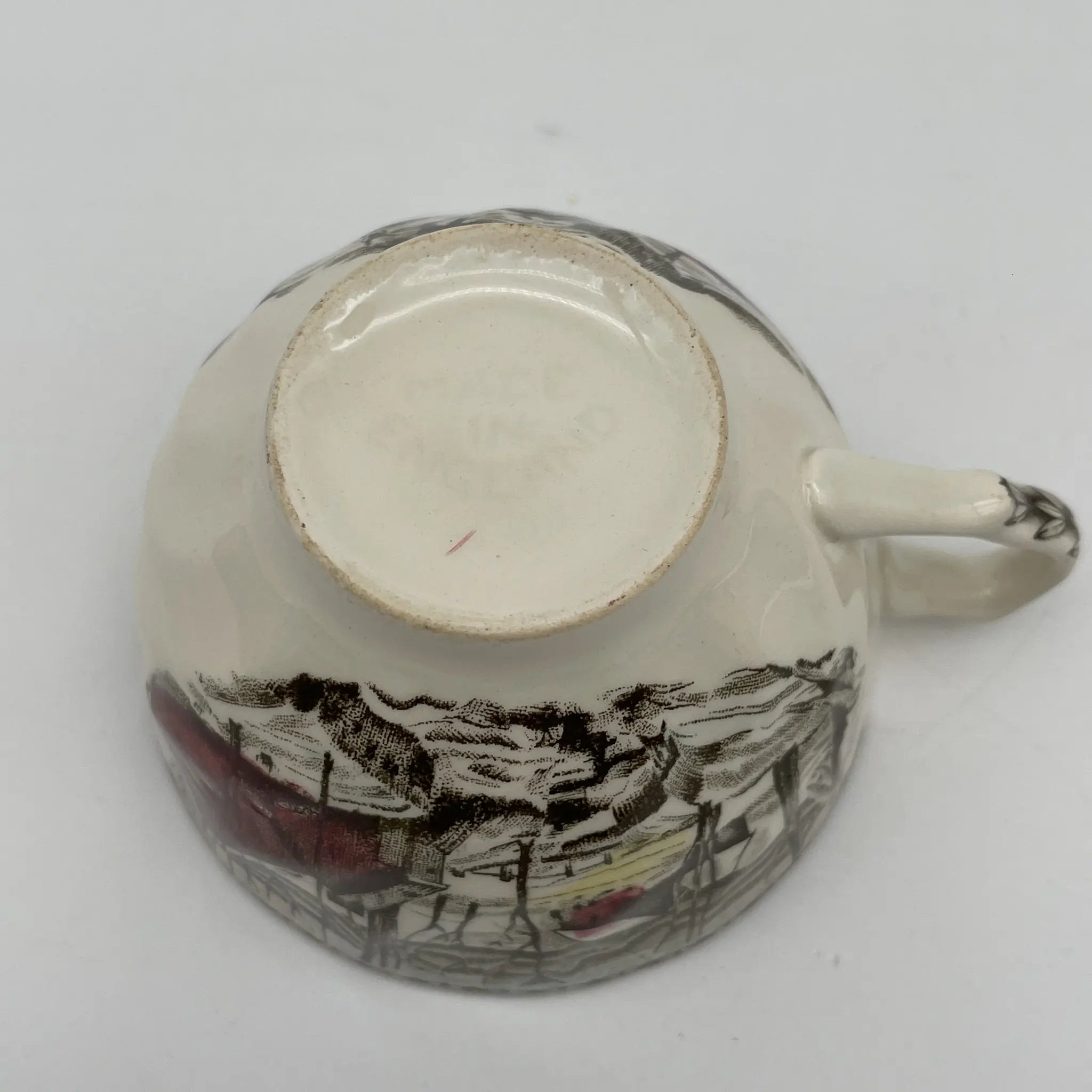 [Vintage] Cup & saucer 2P / Johnson Brothers / The Friendly Village / The Ice House / Estimated 1950-1970s / Ironstone / England / Copperplate transfer, snow scene
