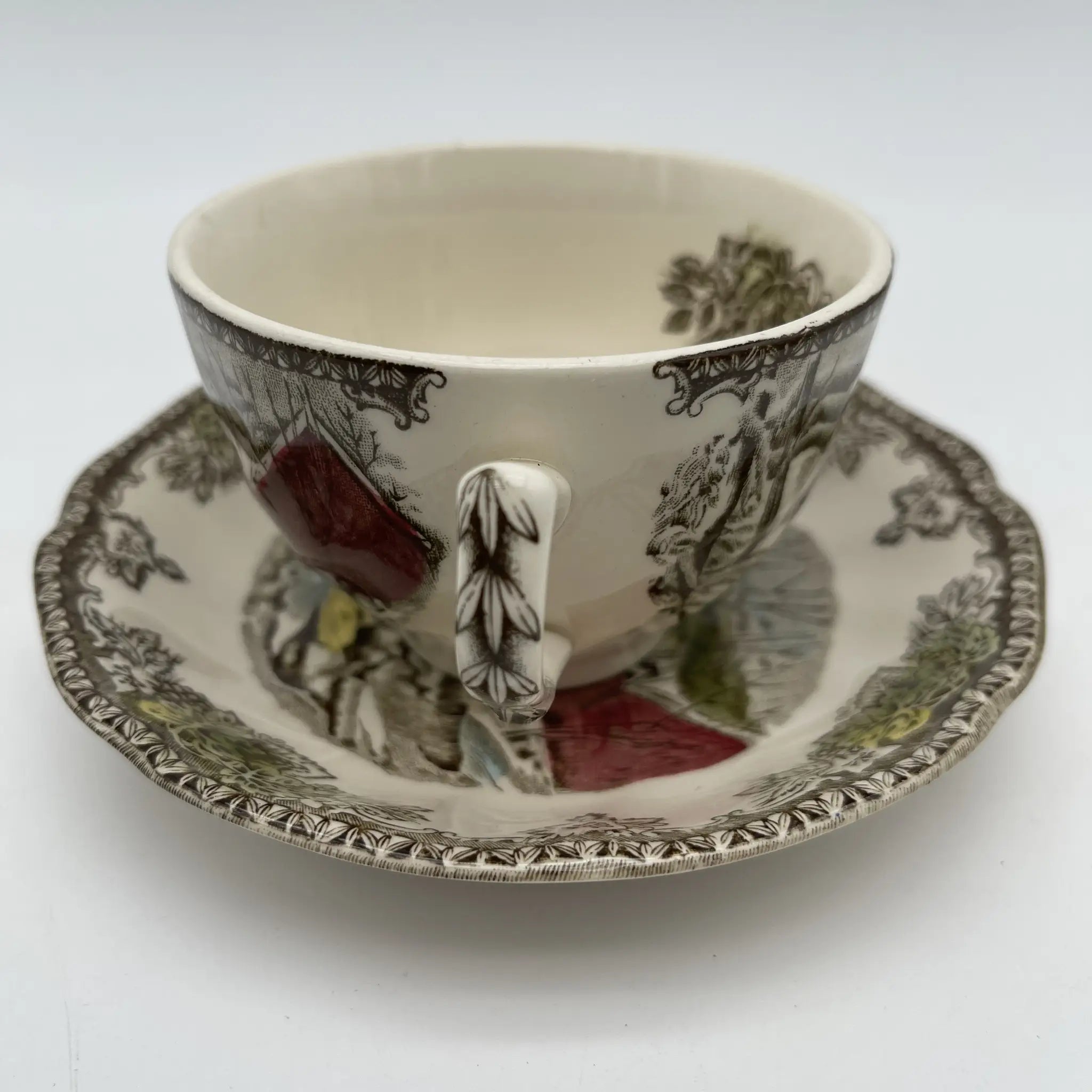 [Vintage] Cup & saucer 2P / Johnson Brothers / The Friendly Village / The Ice House / Estimated 1950-1970s / Ironstone / England / Copperplate transfer, snow scene