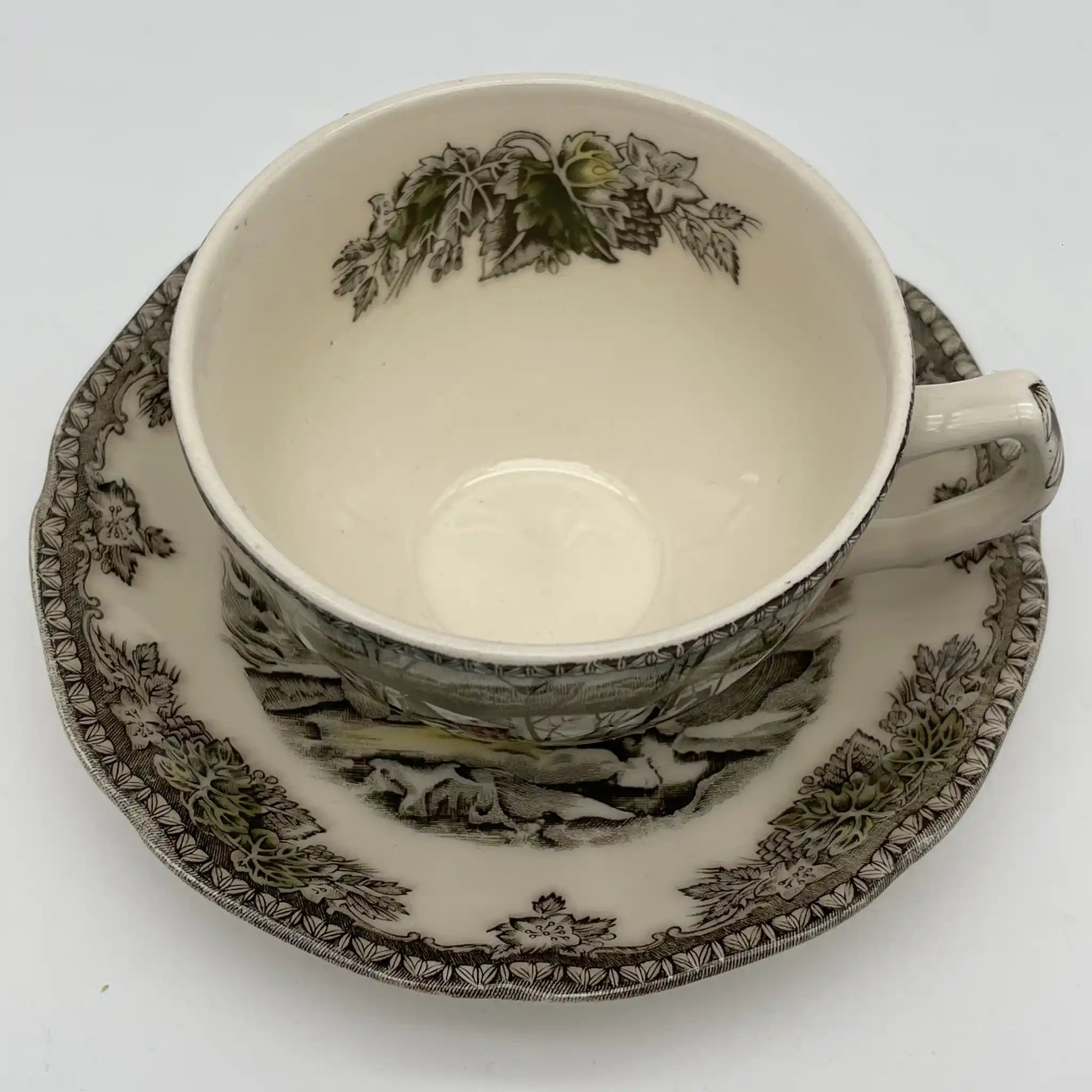 【ビンテージ】 カップ＆ソーサー / Johnson Brothers（ジョンソンブラザーズ) / The Friendly Village / The Ice House / 推定1950-1970年代 / アイアンストーン / イギリス / 銅版転写,雪景色