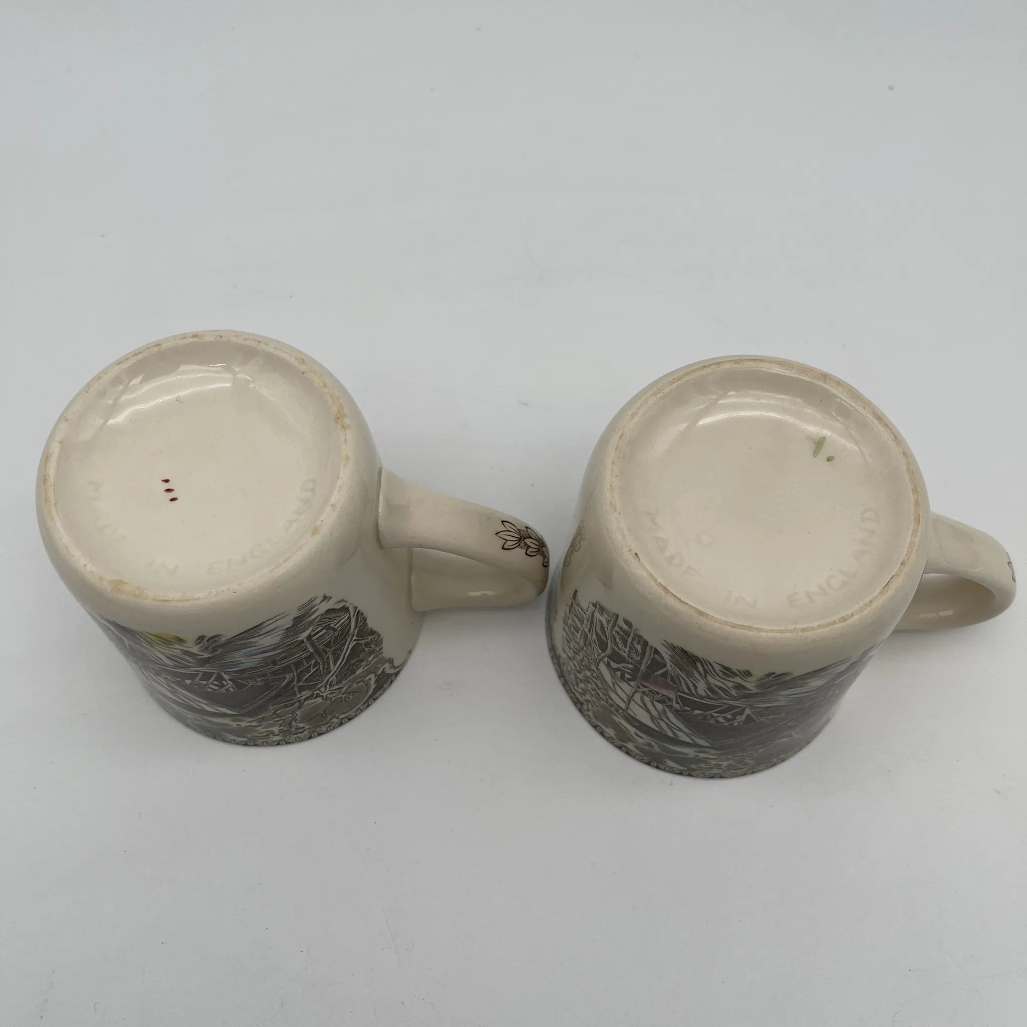 【复古】马克杯2p / Johnson Brothers / The Friendly Village /推测1950-1970年代/铁石/ 英国/铜版转印，手绘