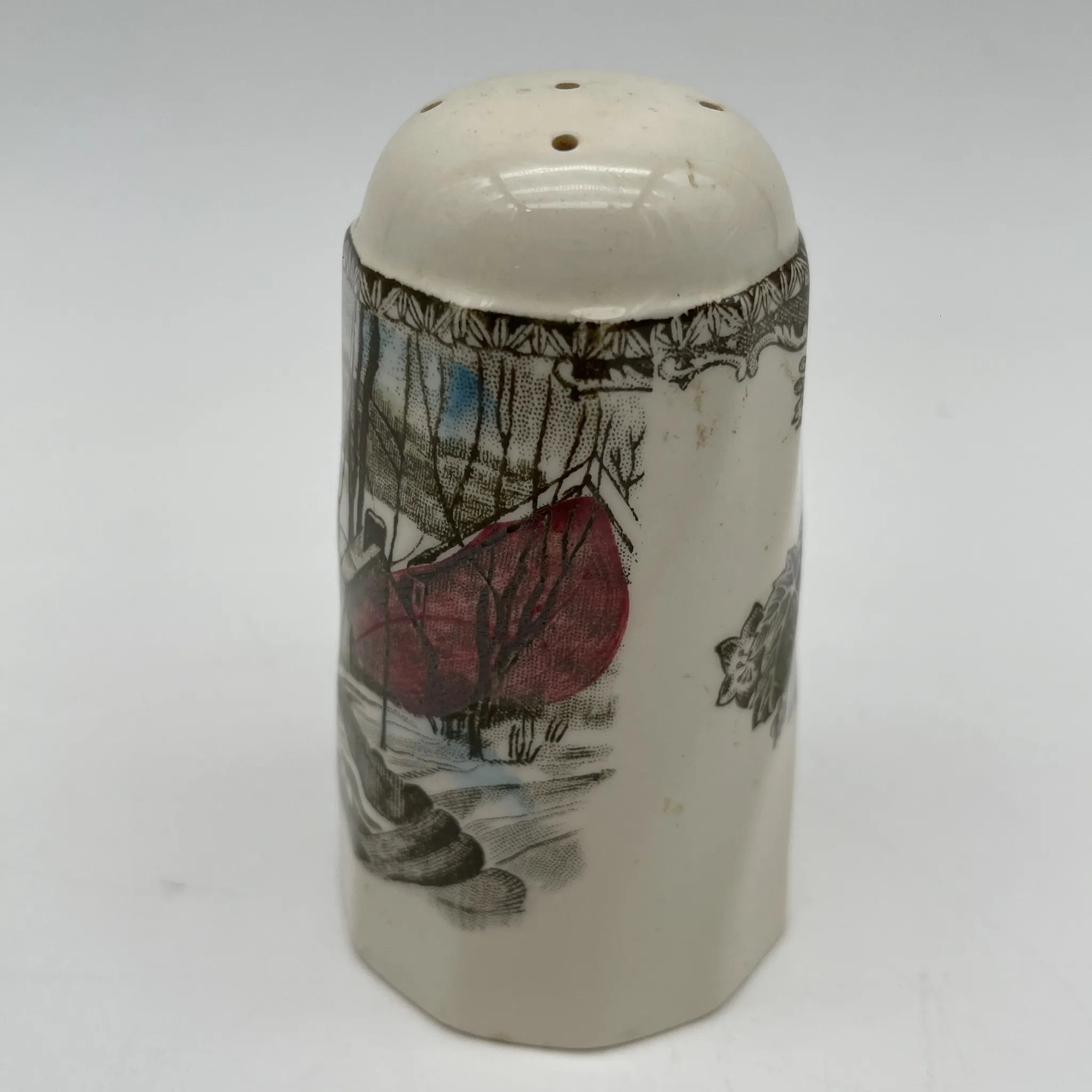 【ビンテージ】 ソルトシェーカー / Johnson Brothers（ジョンソンブラザーズ) / The Friendly Village / 推定1950-1970年代 / アイアンストーン / イギリス / 銅版転写