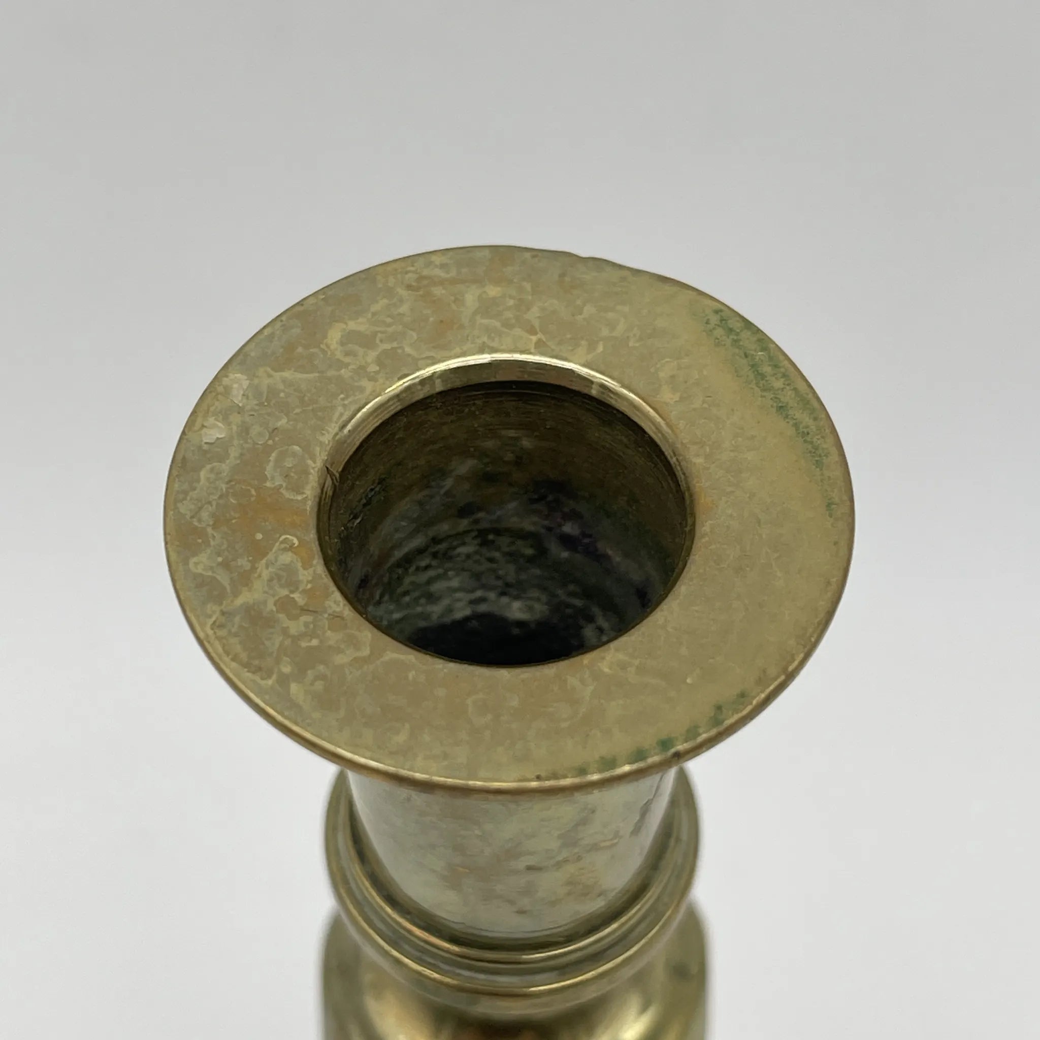 【アンティーク】 キャンドルスタンド (燭台) / ジョージアン様式 / 推定19世紀後半 / 真鍮 / イギリス / バラスター・ステム,挽き物細工