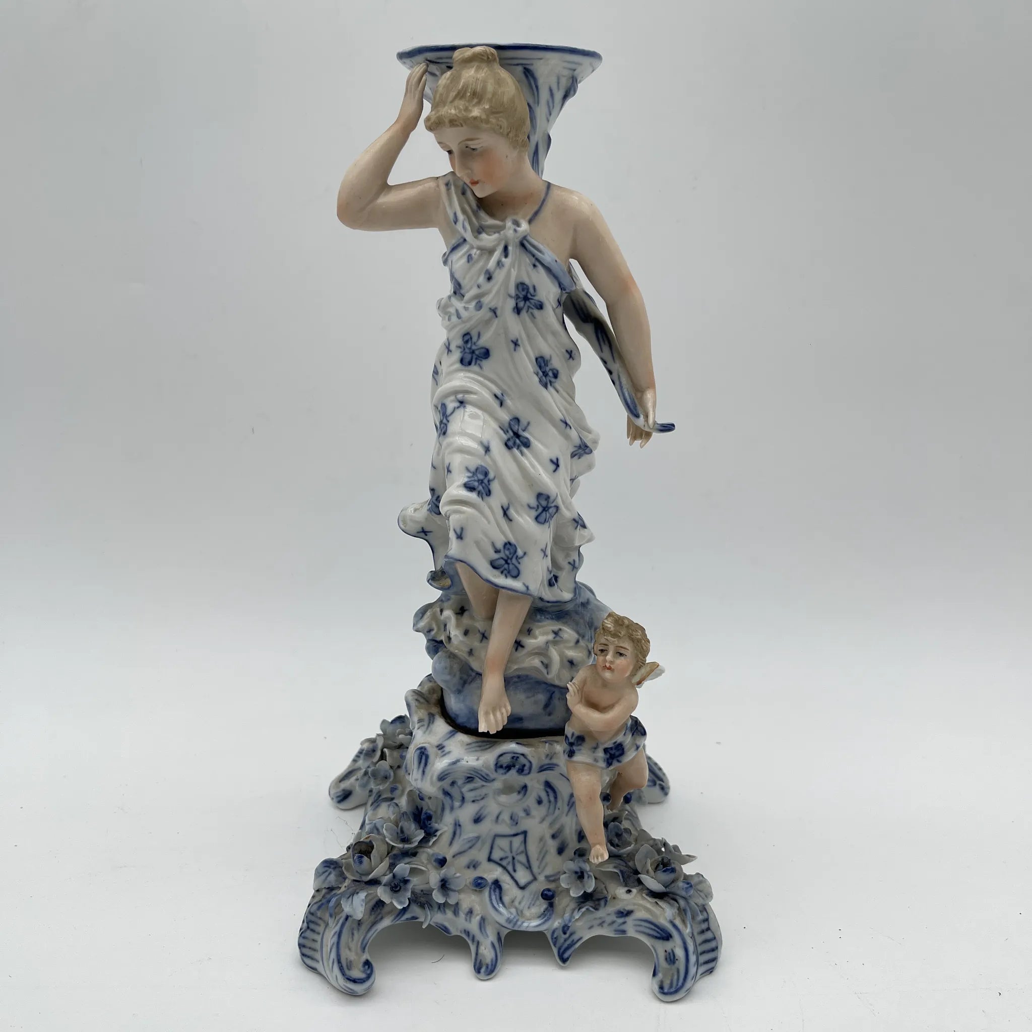 【ビンテージ】 キャンドルスタンド (燭台) / 推定1950-170年代 / 磁器 / イギリスドイツ / ハンドペイント