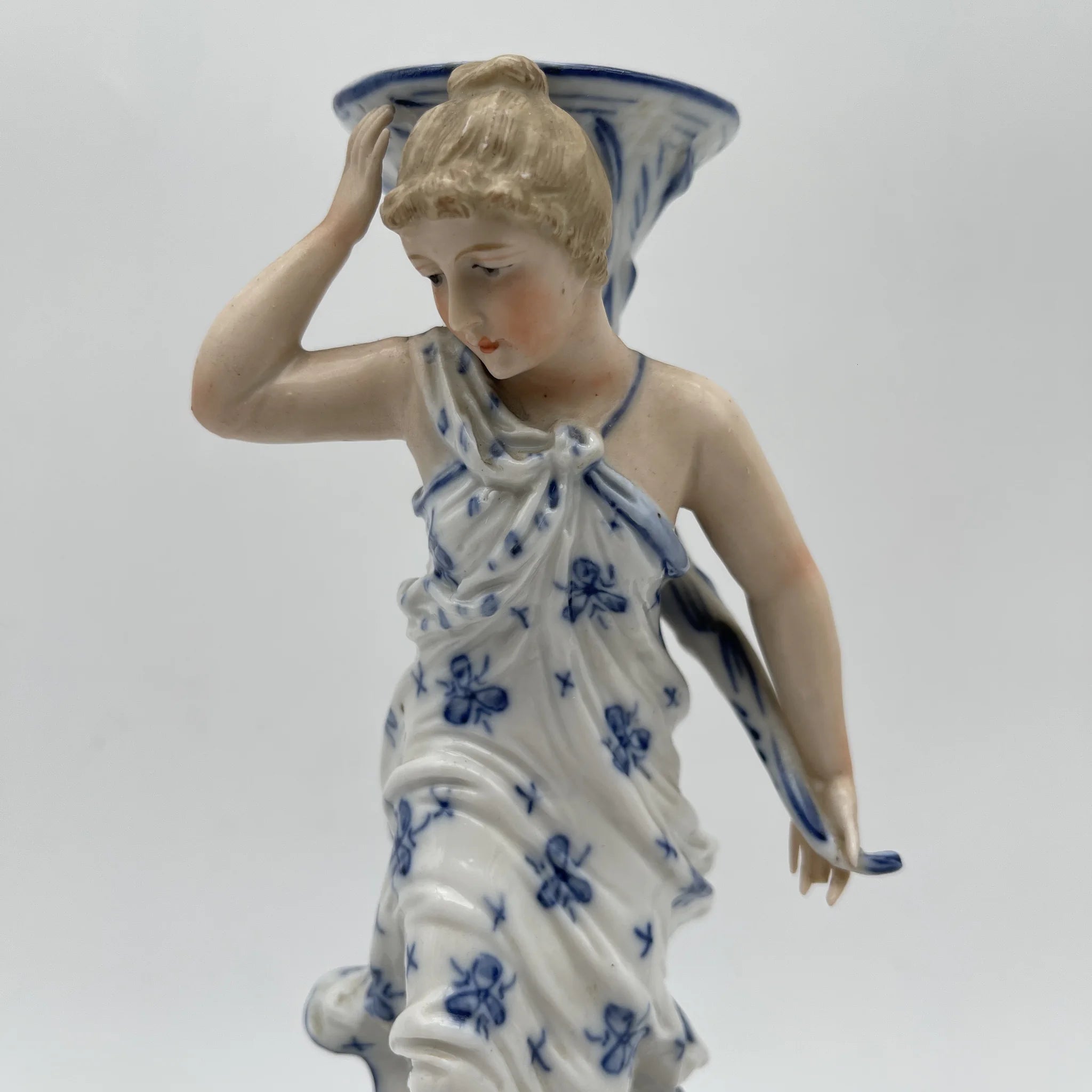 [Vintage] Candle stand (candelabra) / Estimated 1950-170s / Porcelain / England / Hand painted