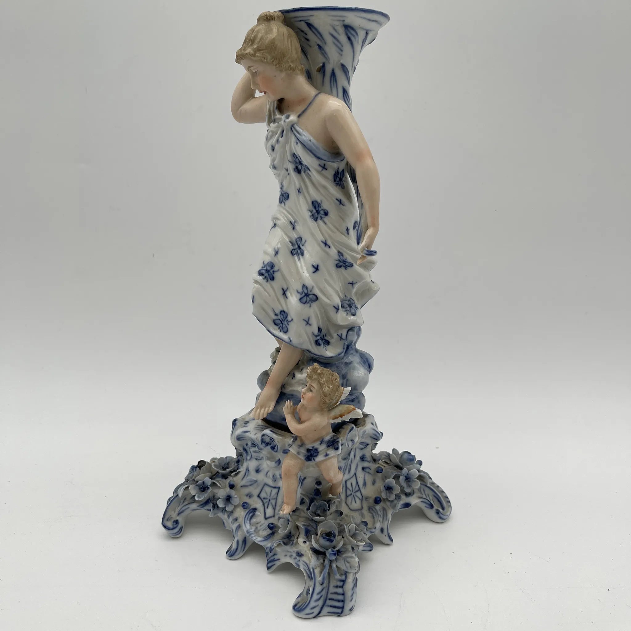 【ビンテージ】 キャンドルスタンド (燭台) / 推定1950-170年代 / 磁器 / イギリスドイツ / ハンドペイント