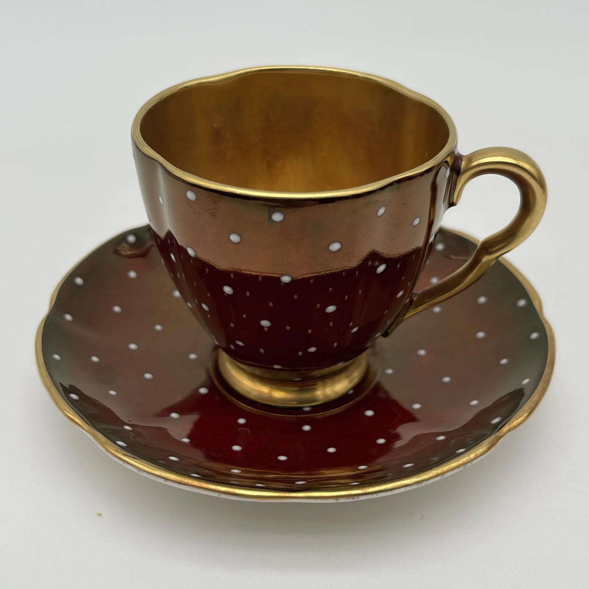 【复古】茶壶2p +杯&碟子5p +碟子1p套/ Carlton Ware（卡尔顿Ware） / Rouge Royale /推测1930-1950年代/陶器 /英国/金彩，装饰艺术