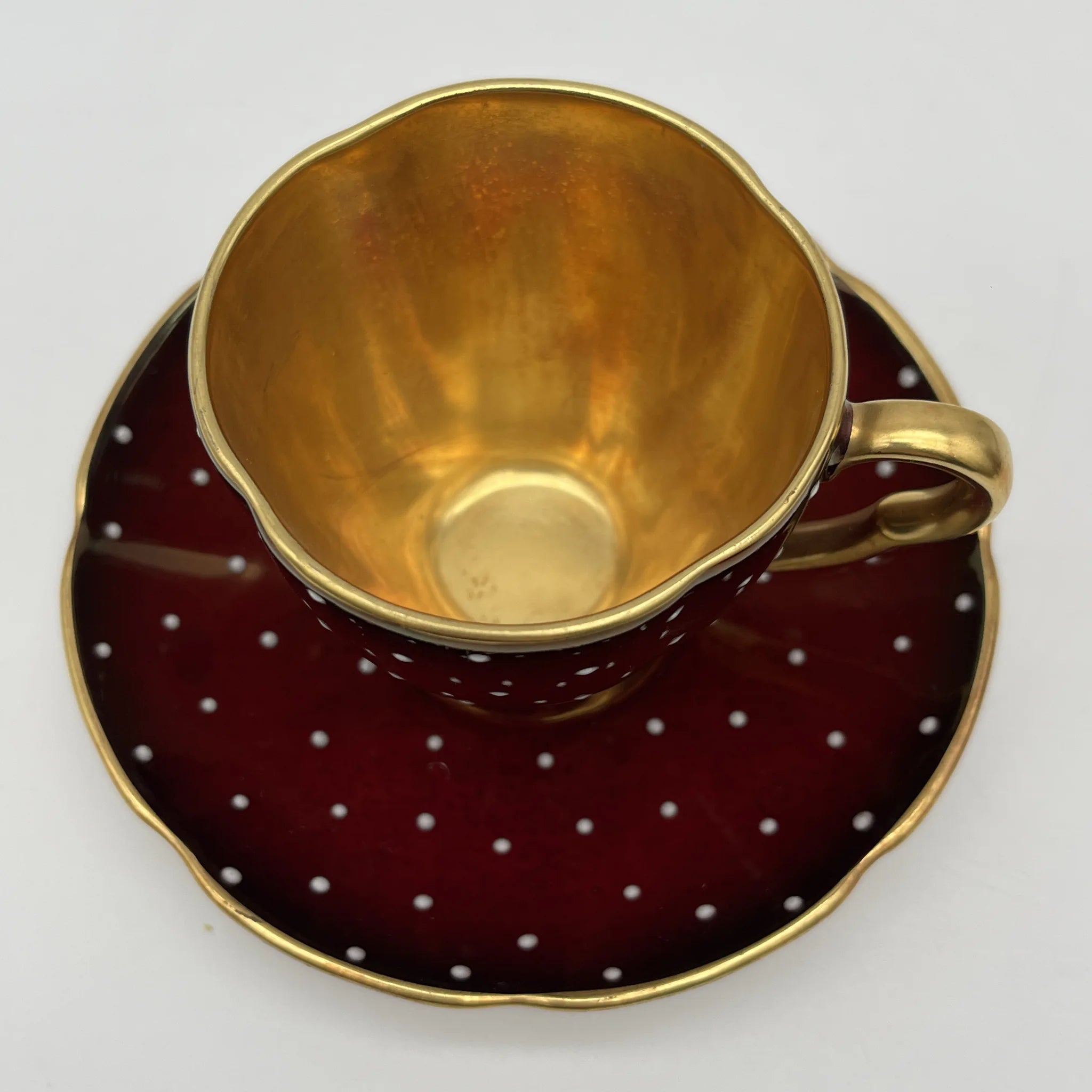 【复古】茶壶2p +杯&碟子5p +碟子1p套/ Carlton Ware（卡尔顿Ware） / Rouge Royale /推测1930-1950年代/陶器 /英国/金彩，装饰艺术