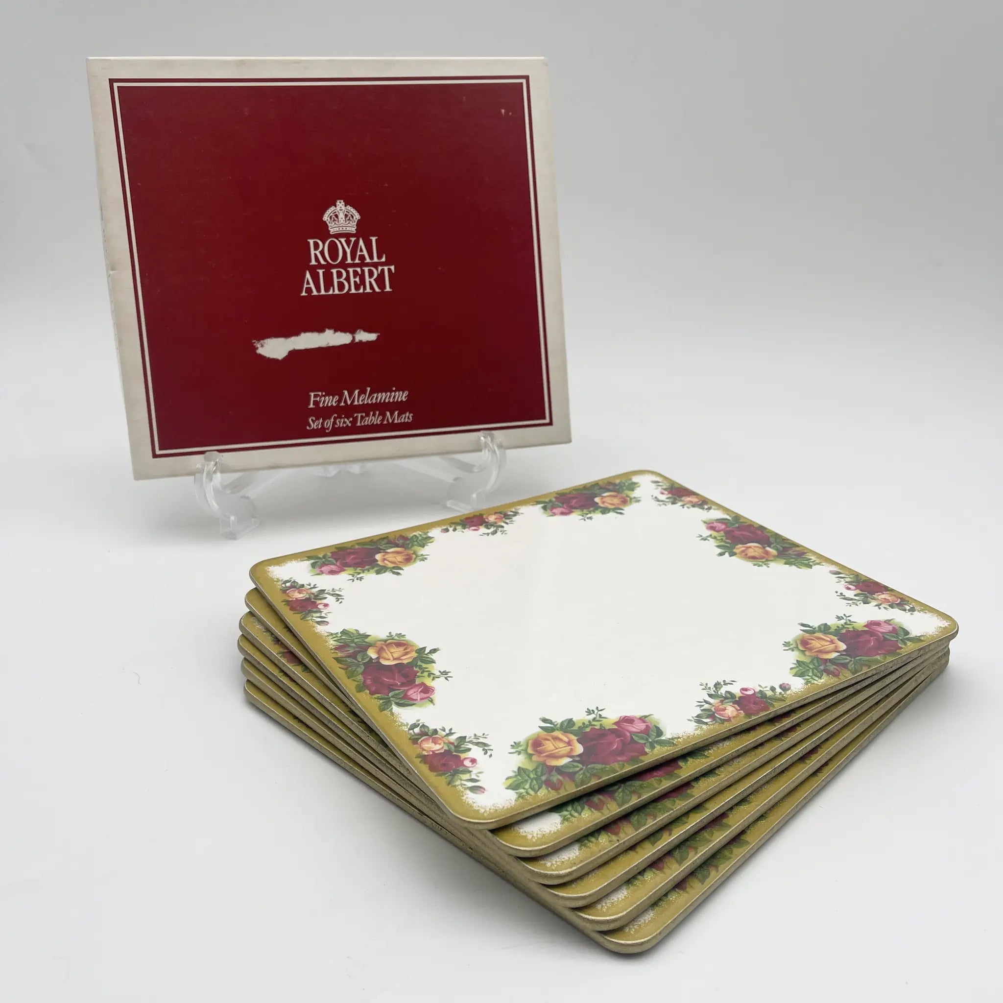 【ビンテージ】 ランチョンマット6P / ROYAL ALBERT (ロイヤルアルバート) / Old Country Roses / 1970-1980年代 / メラミン / イギリス / イングリッシュガーデン, ボタニカルアート