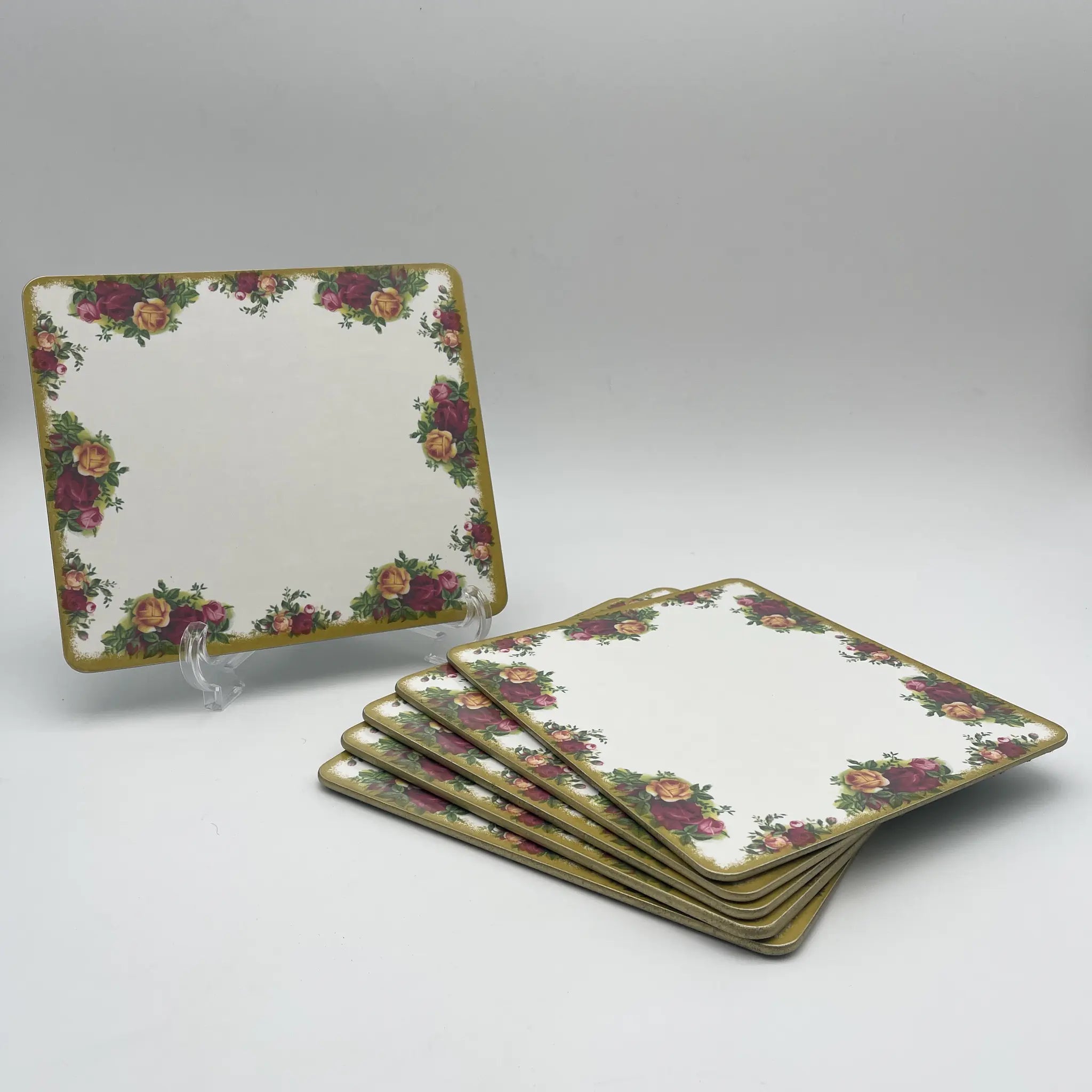 【ビンテージ】 ランチョンマット6P / ROYAL ALBERT (ロイヤルアルバート) / Old Country Roses / 1970-1980年代 / メラミン / イギリス / イングリッシュガーデン, ボタニカルアート