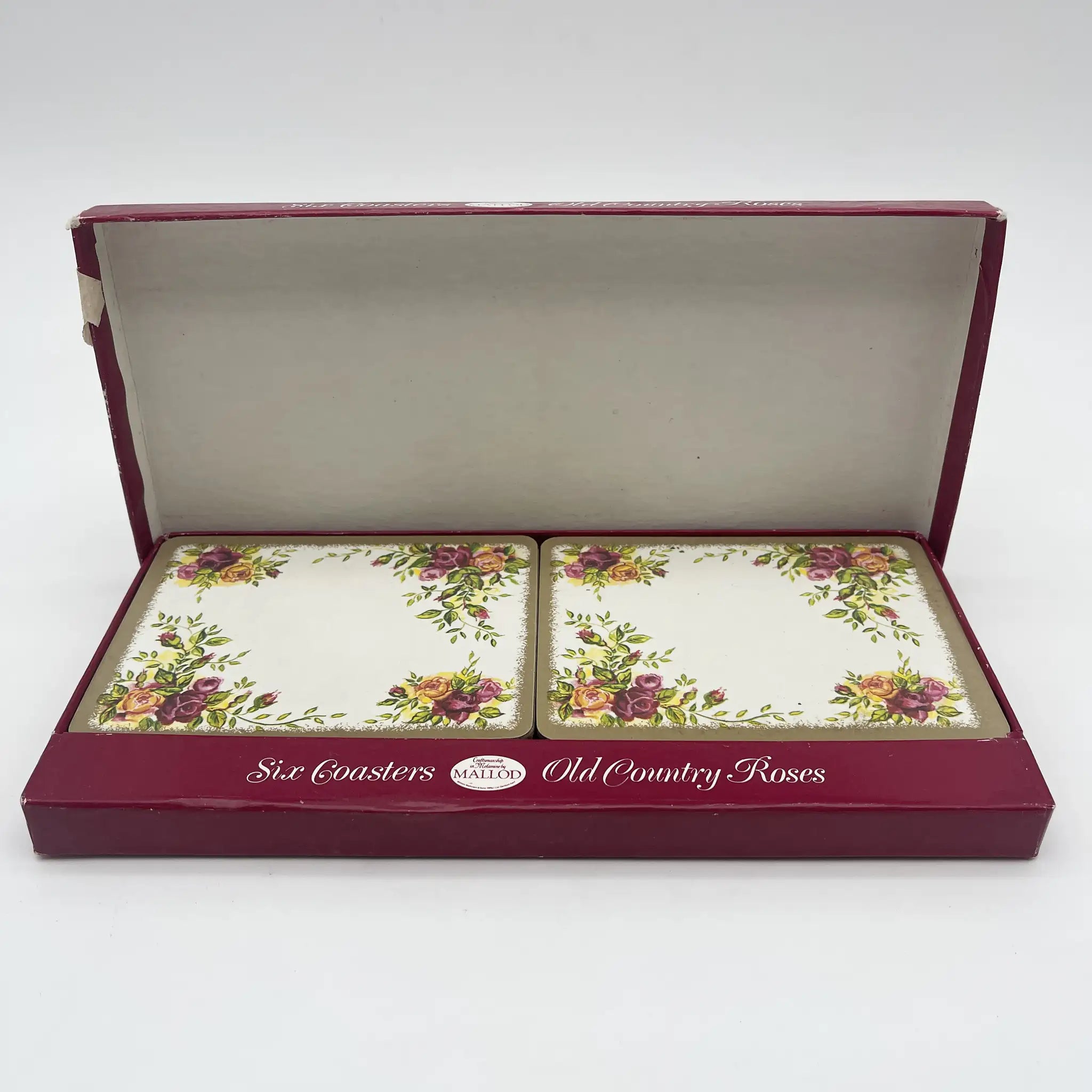 【复古】杯垫6p / Royal Albert / Old Country Roses / 1970-1980年代/三聚氰胺/英国/英国花园， 植物学艺术